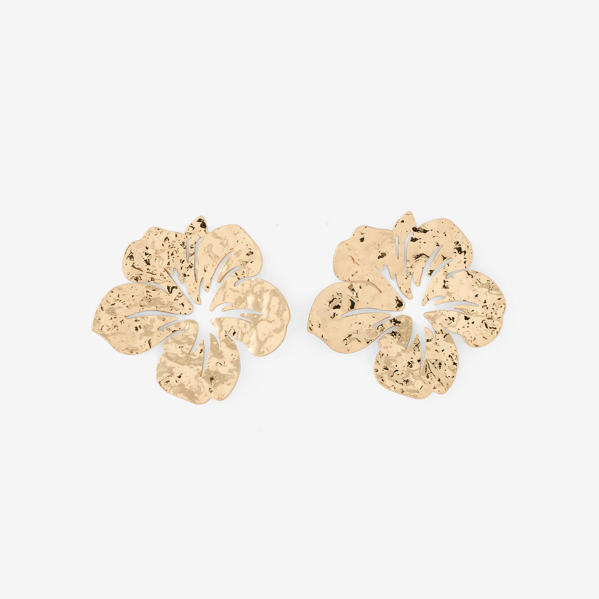 Boucles d'oreilles fleurs dorées martelées