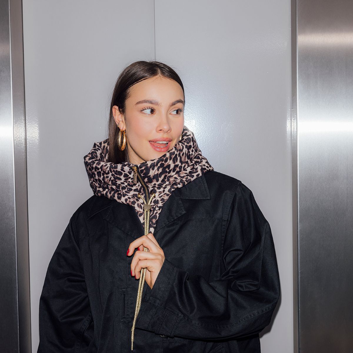 Capuche doudoune léopard Rosalie