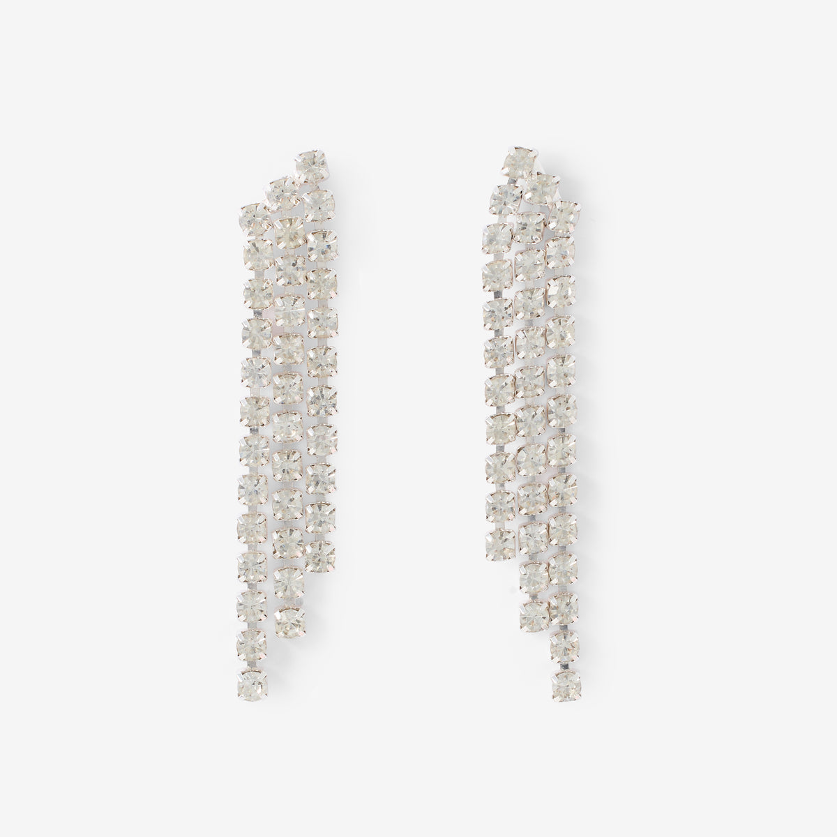 Boucle d'oreille longues à strass argentées