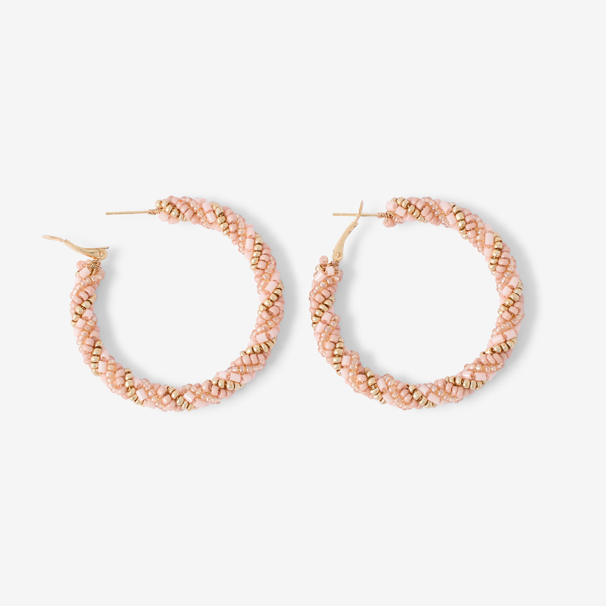 Créoles perles dorées et roses