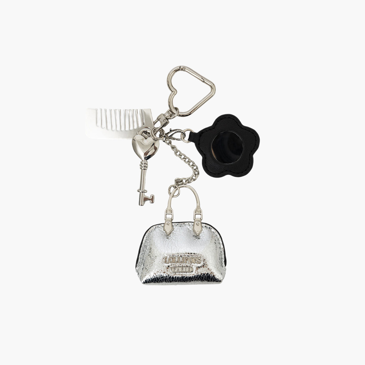 Bijou de sac argent et fleur miroir Tissalia