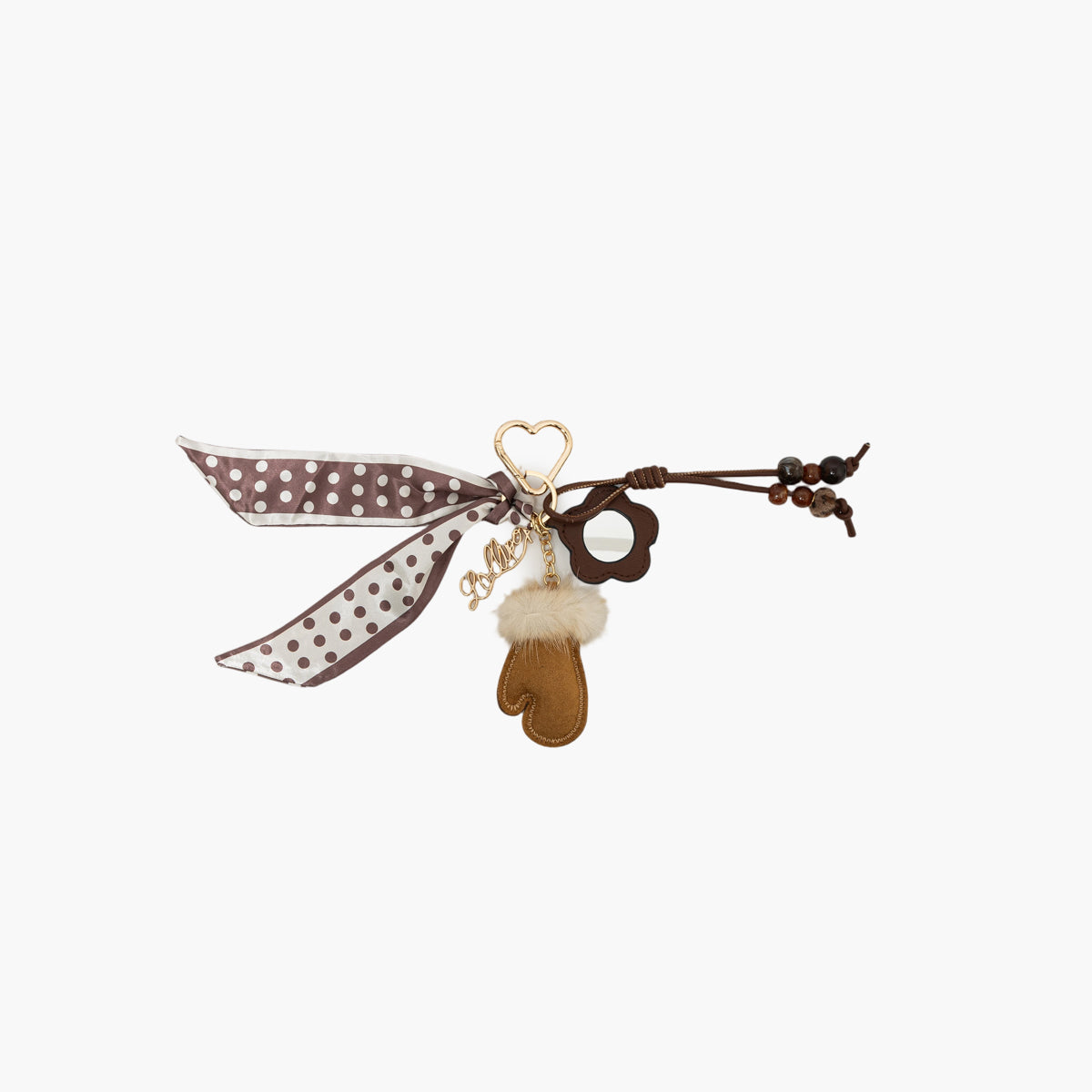 Bijou de sac miroir fleur marron Tissalia