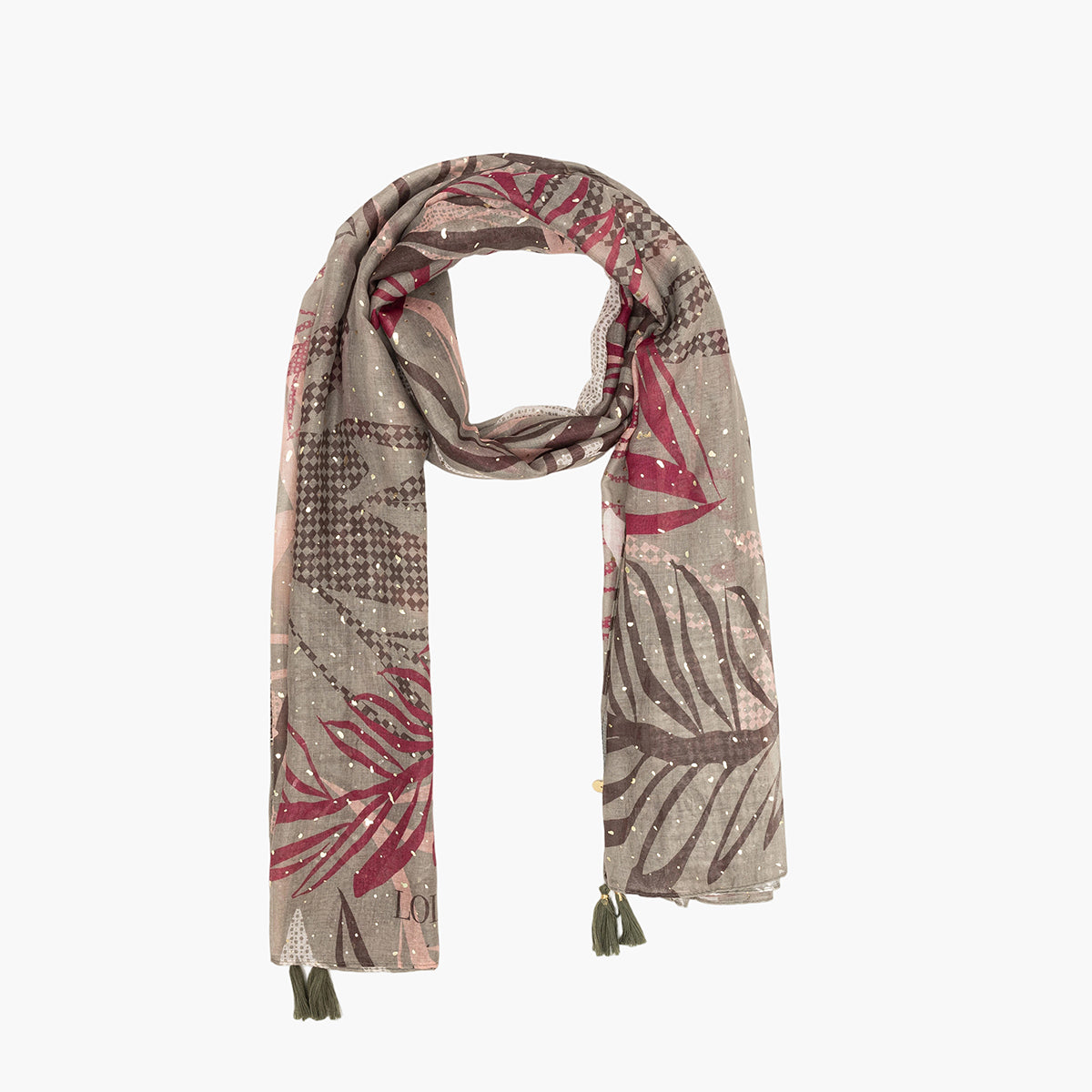 Foulard rectangulaire kaki Teisha