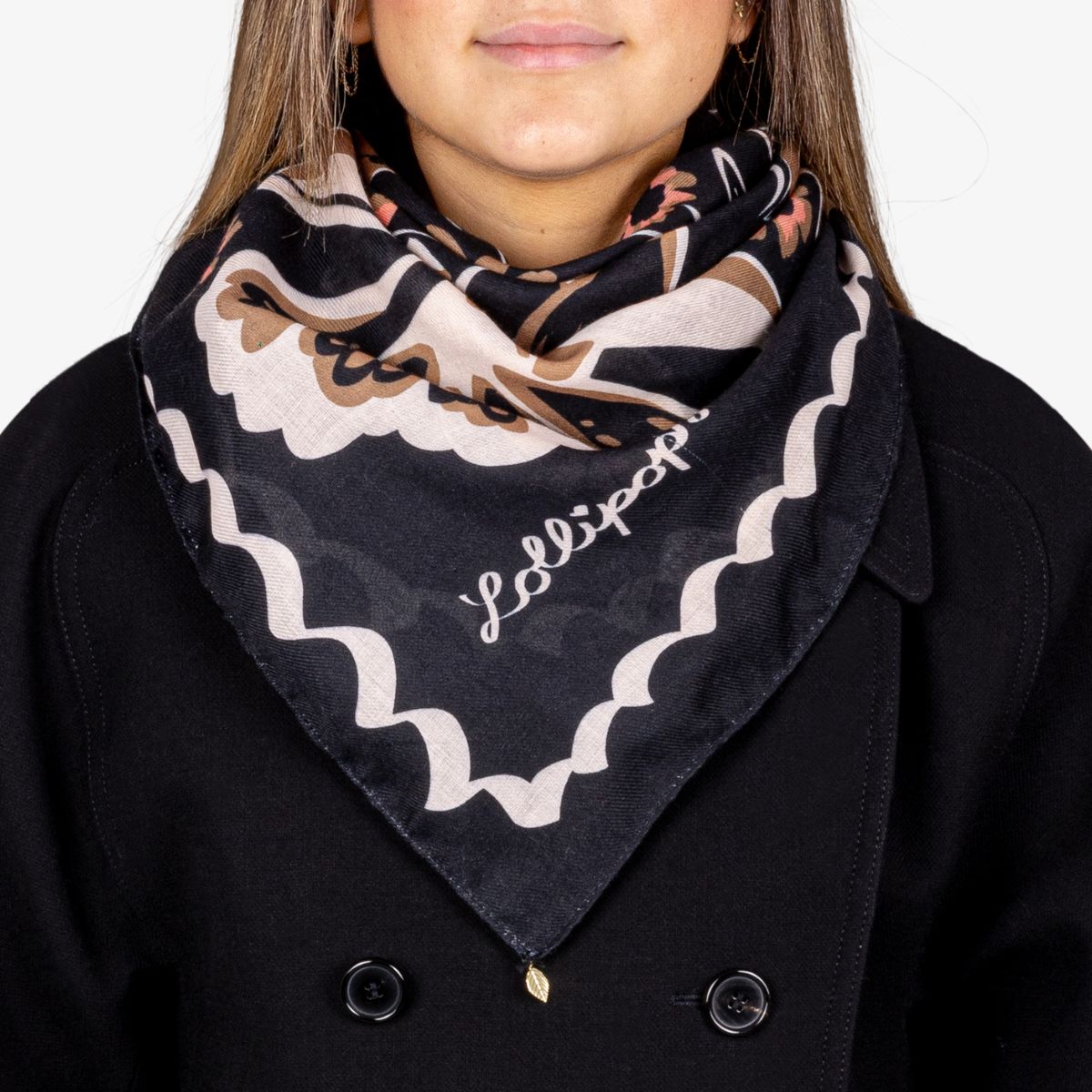 Foulard carré noir Teodora