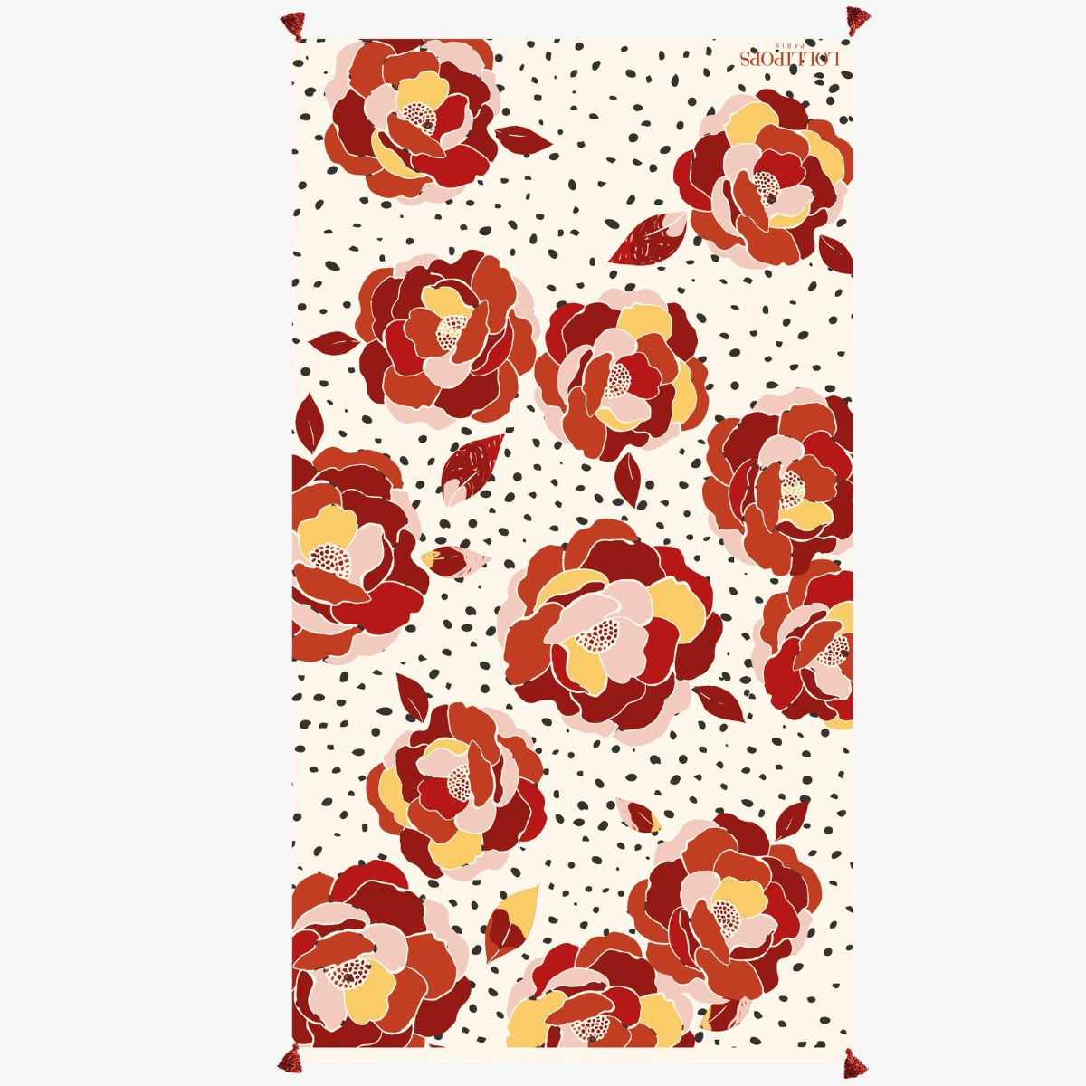 Foulard rectangulaire rouge Tulipan