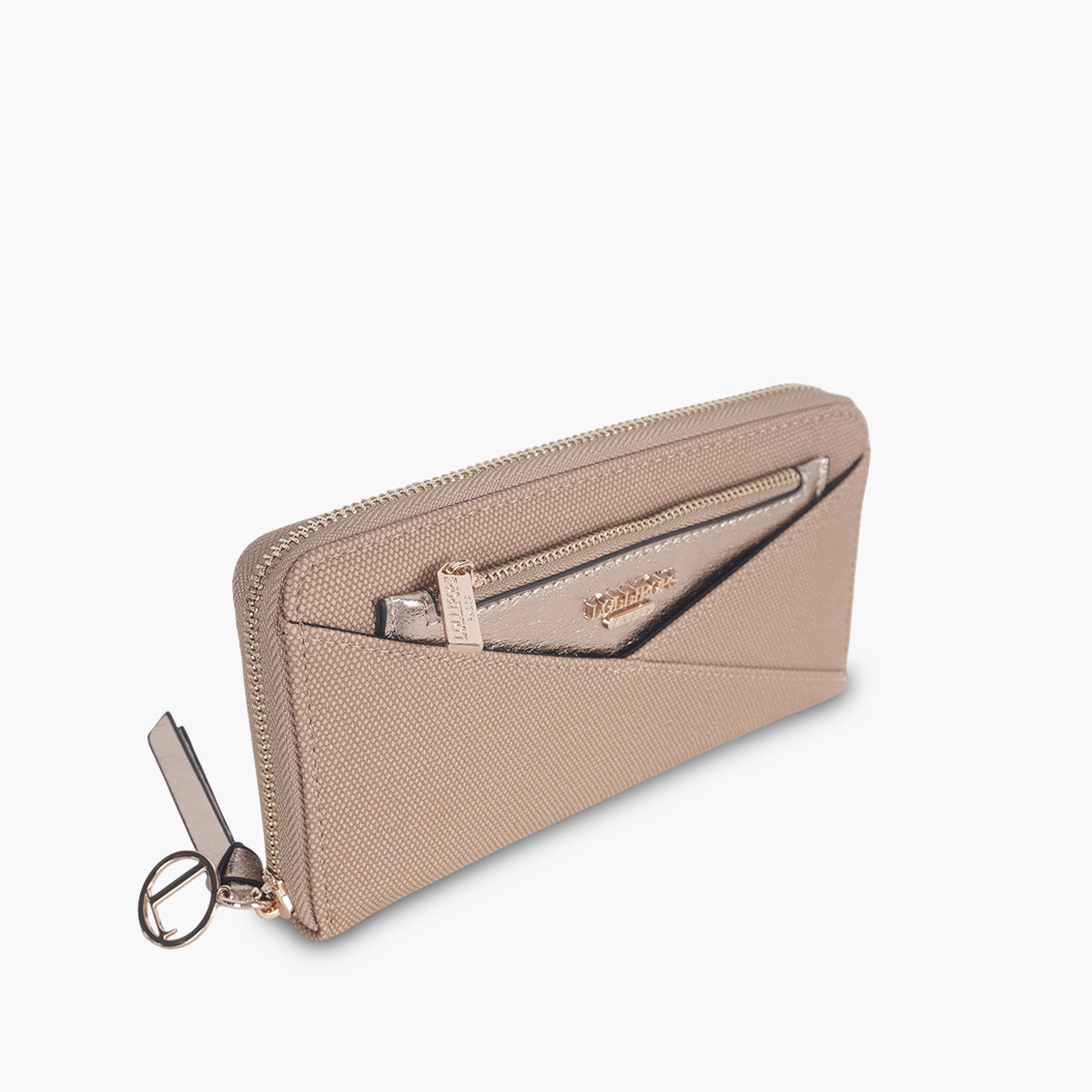 Grand portefeuille beige Tamelia