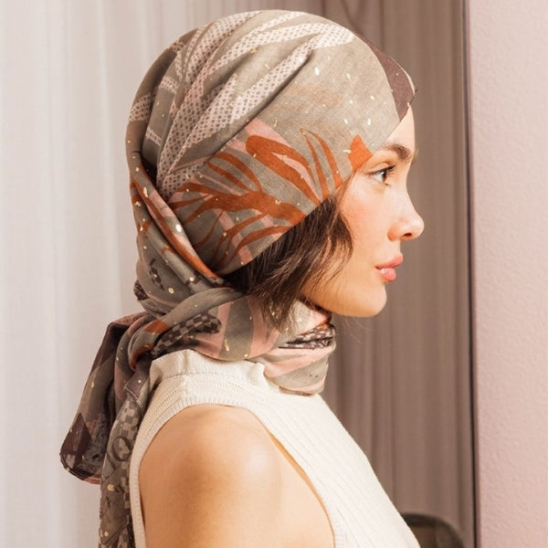 Foulard rectangulaire kaki Teisha
