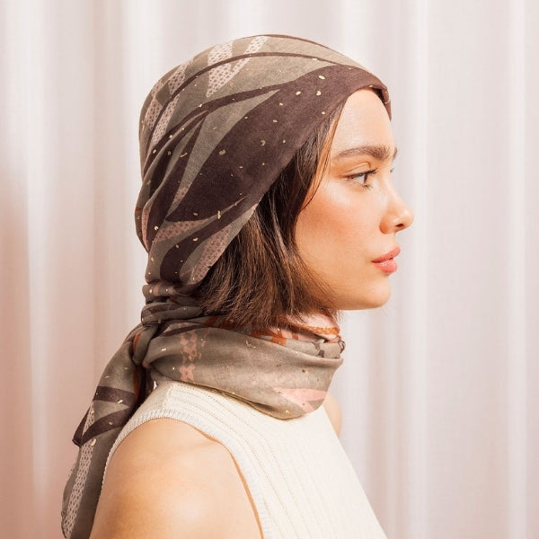Foulard rectangulaire kaki Teisha