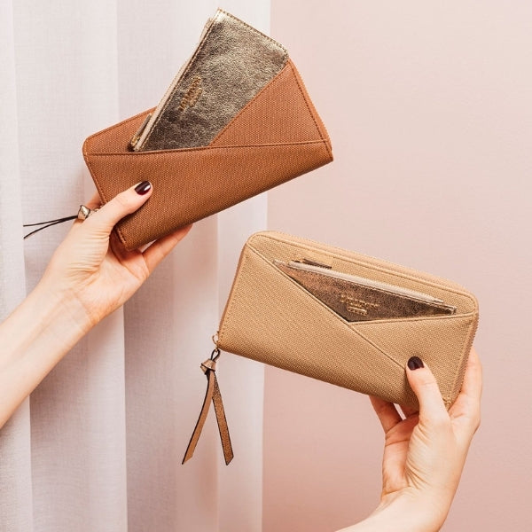 Grand portefeuille beige Tamelia