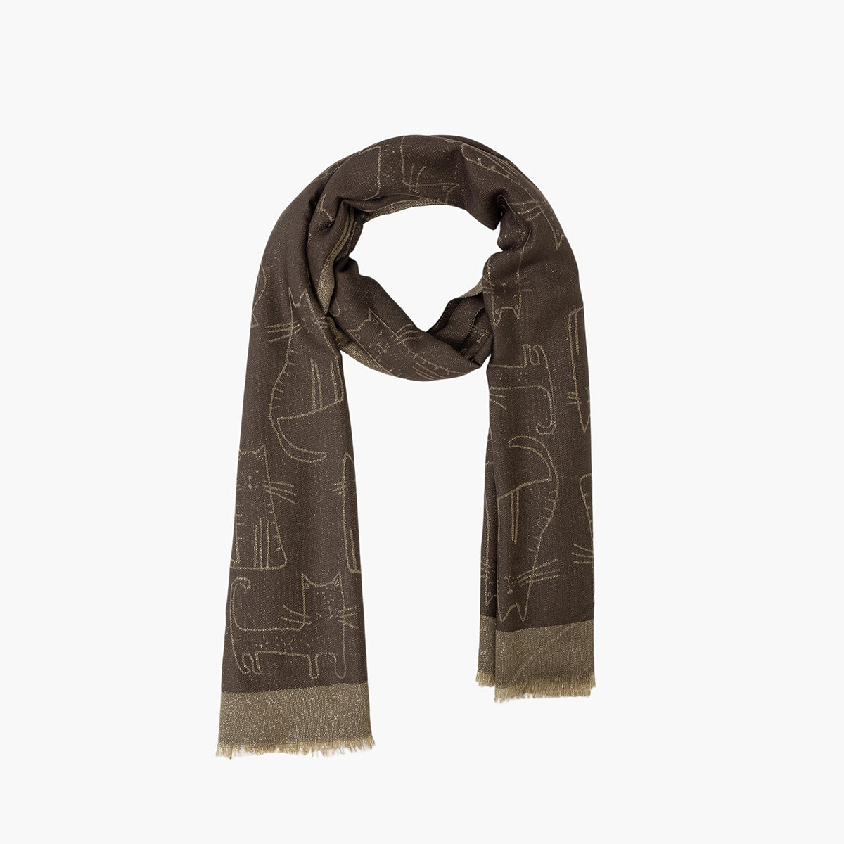 Foulard rectangulaire marron Tychat