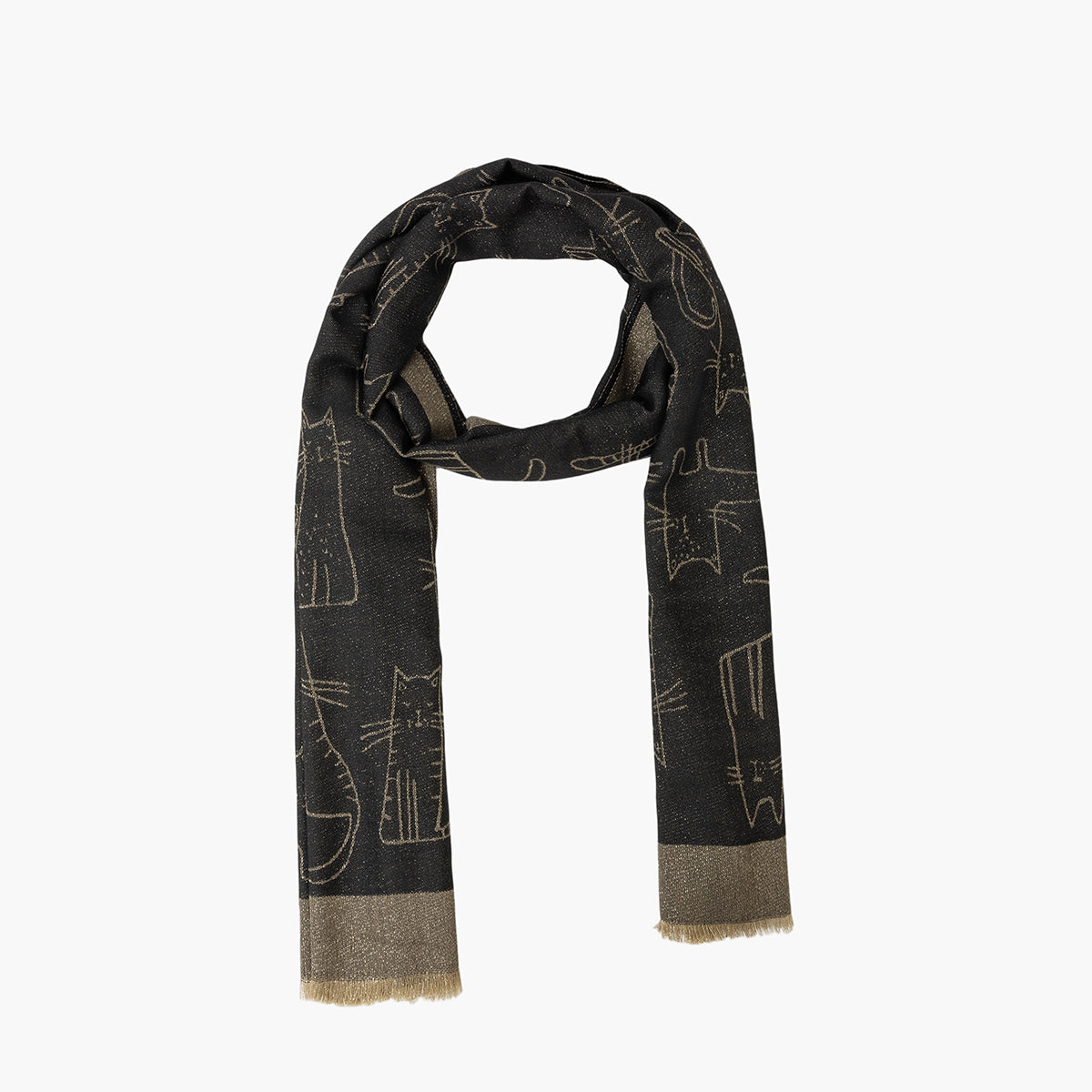 Foulard rectangulaire noir Tychat