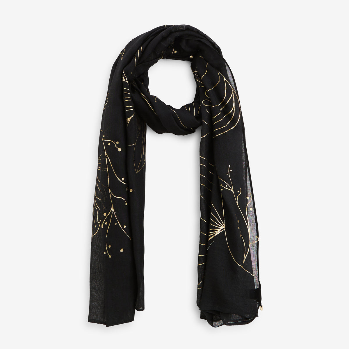 Foulard rectangulaire noir Tyasa