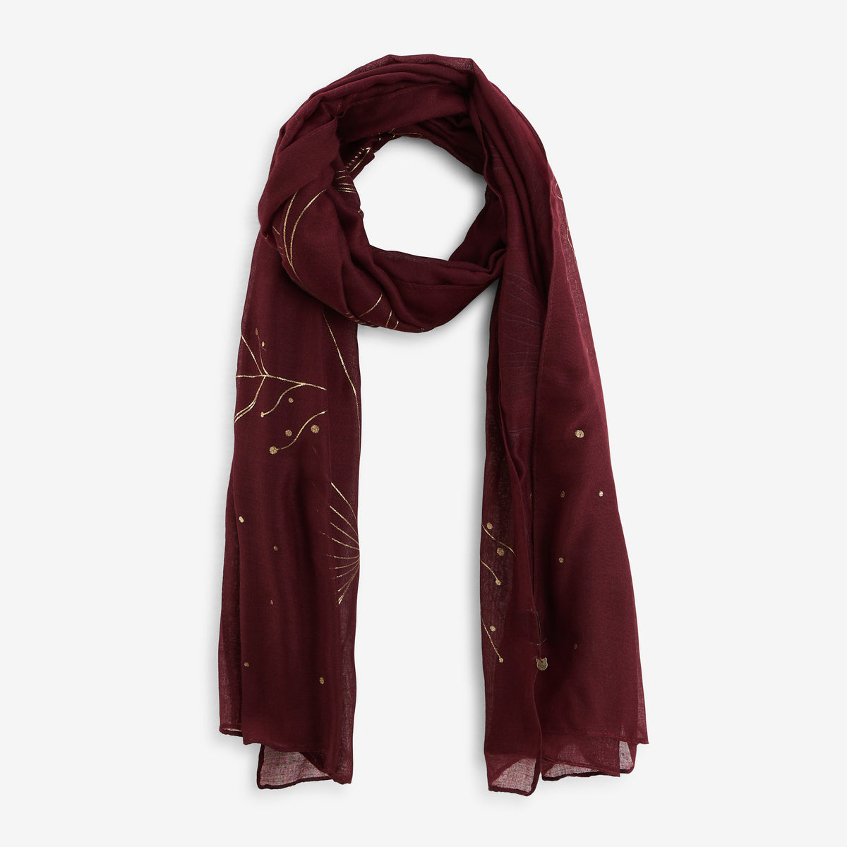 Foulard rectangulaire bordeaux Tyasa