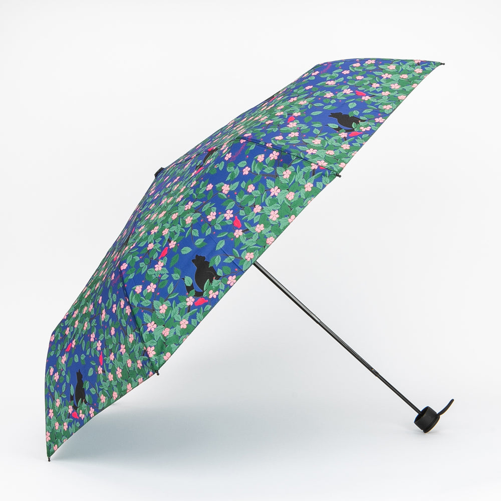 Parapluie pliable bleu à imprimé fleuri