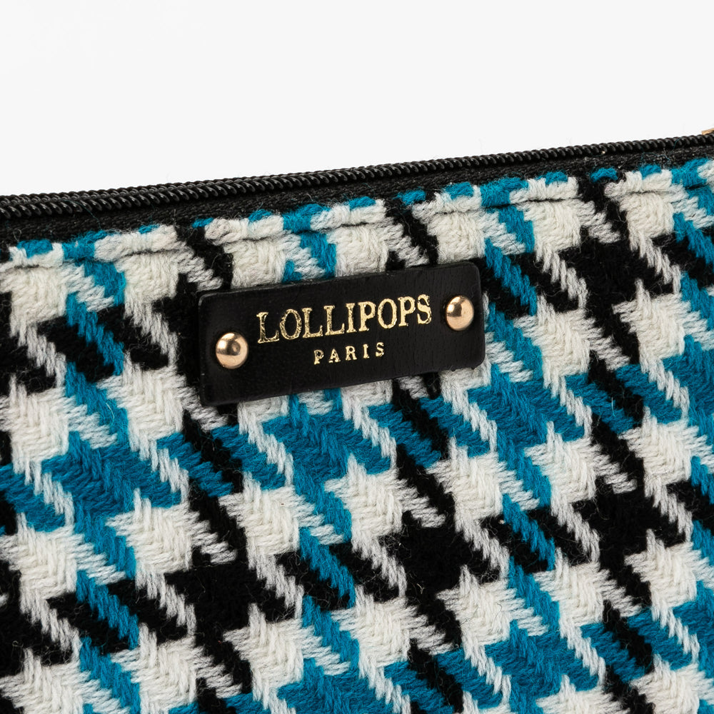 Pochette motif pied de poule bleu Daronne au top