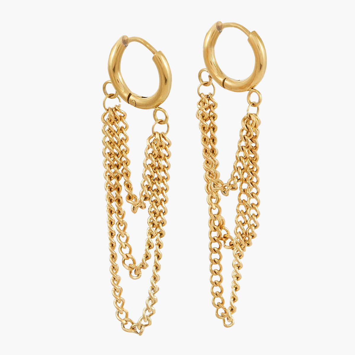 Créoles dorées avec chaines