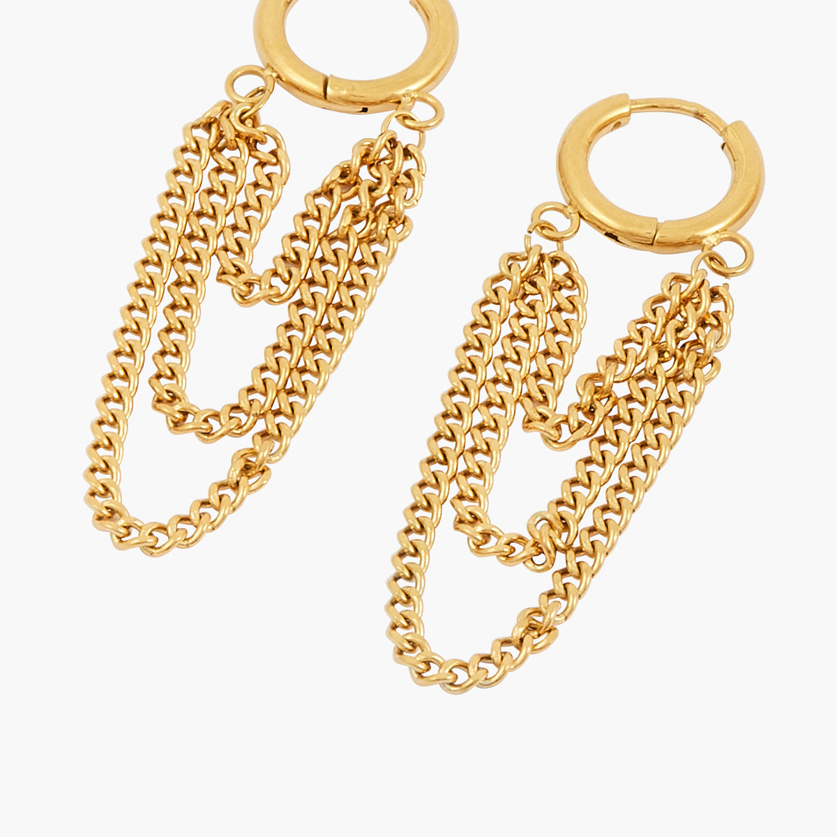 Créoles dorées avec chaines