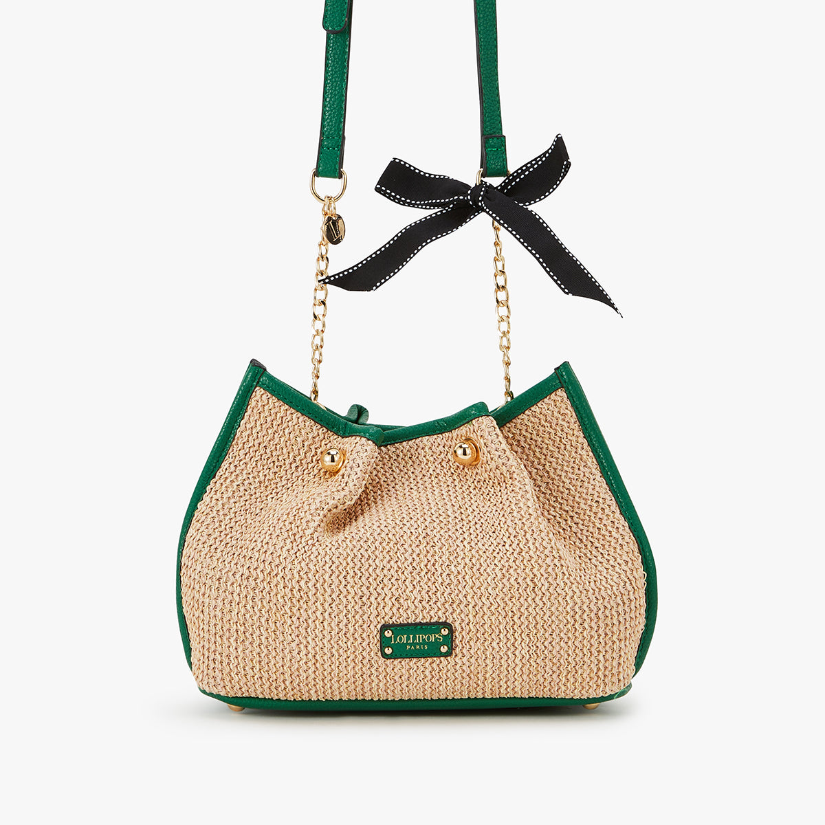 Sac bandoulière vert Loreto Paille