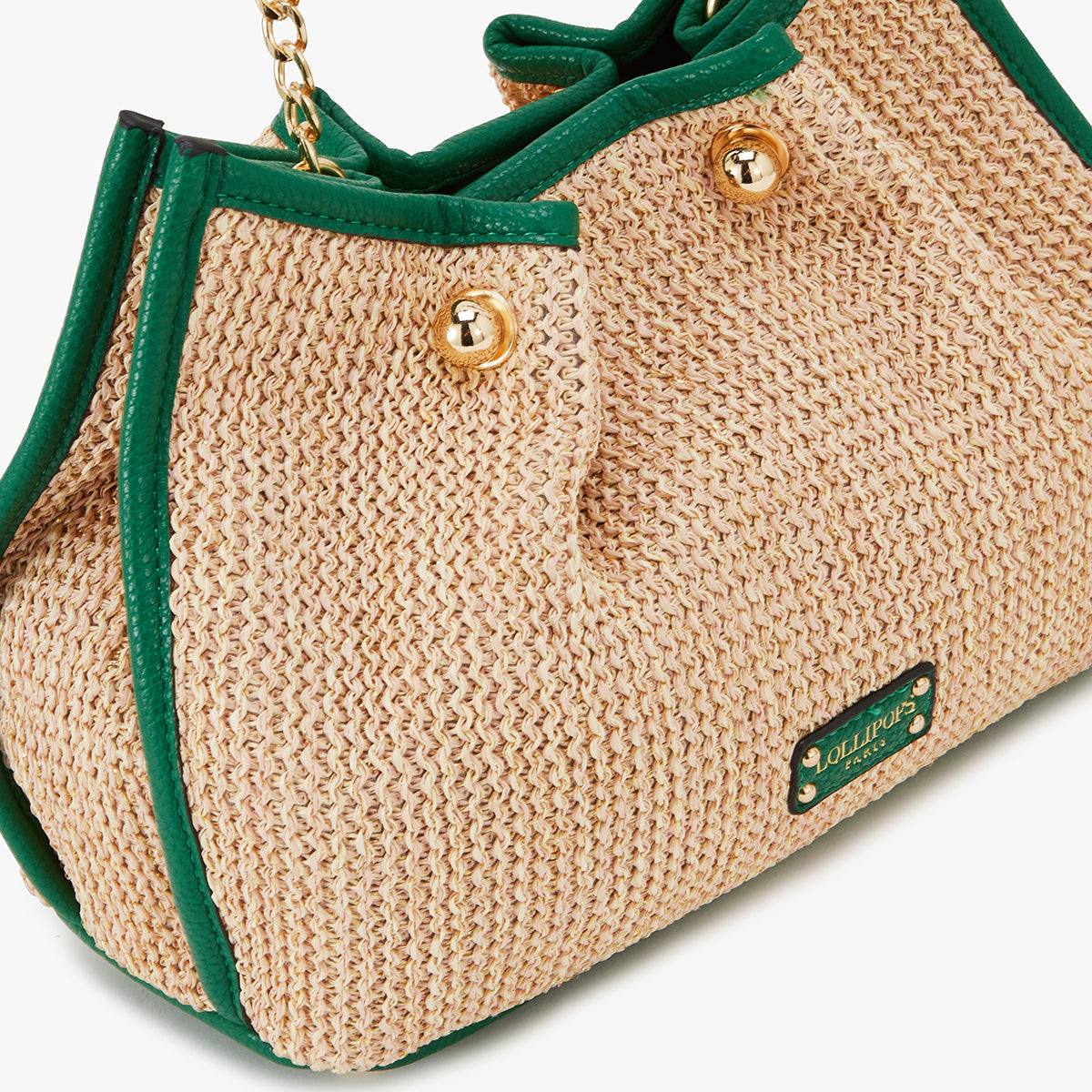 Sac bandoulière vert Loreto Paille