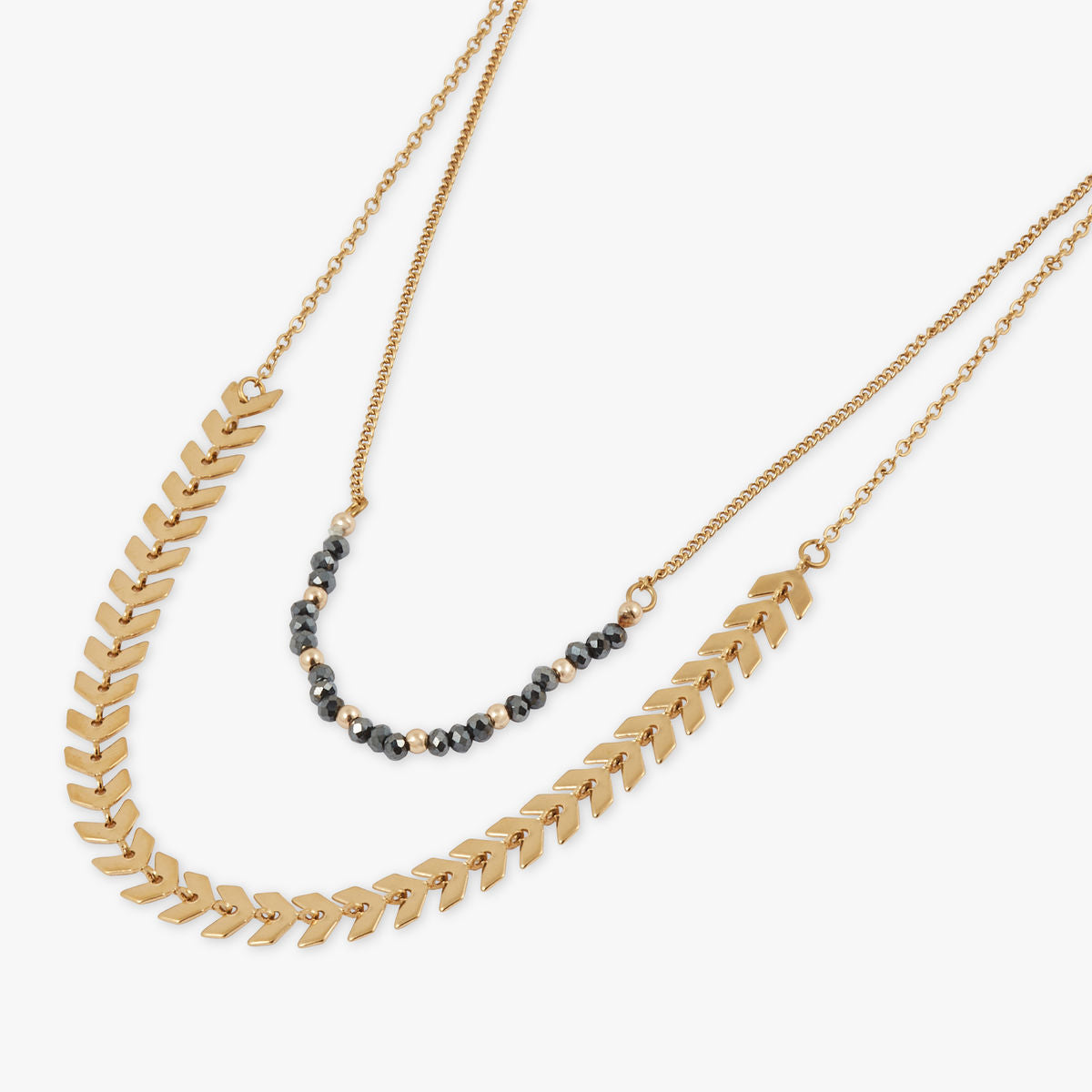 Set de 2 colliers courts gris en acier inoxydable