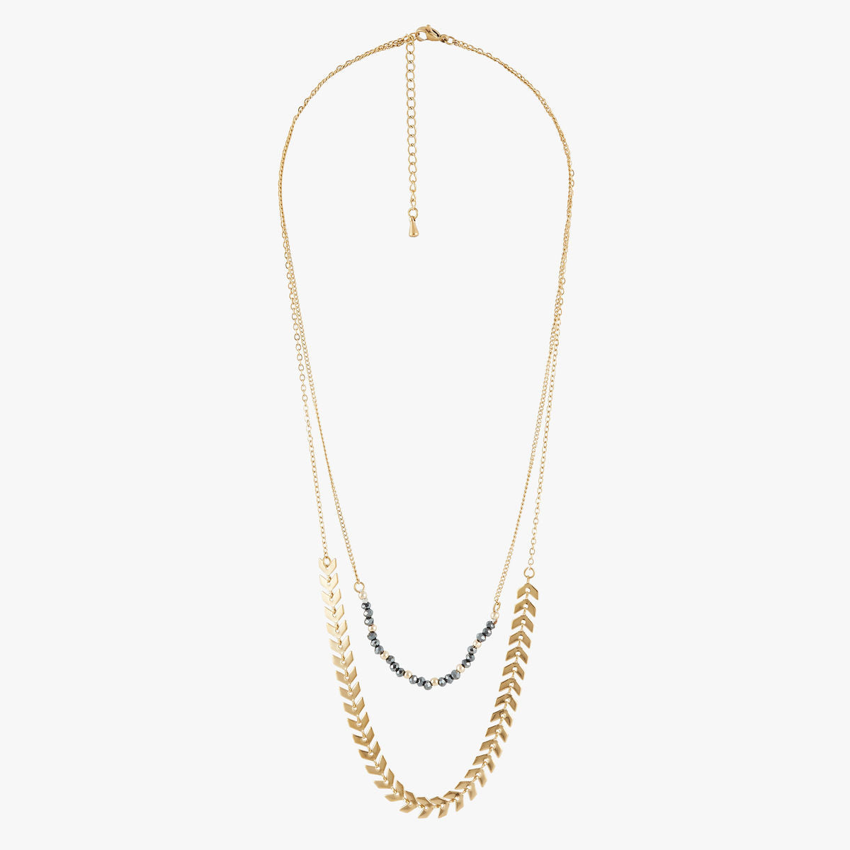 Set de 2 colliers courts gris en acier inoxydable