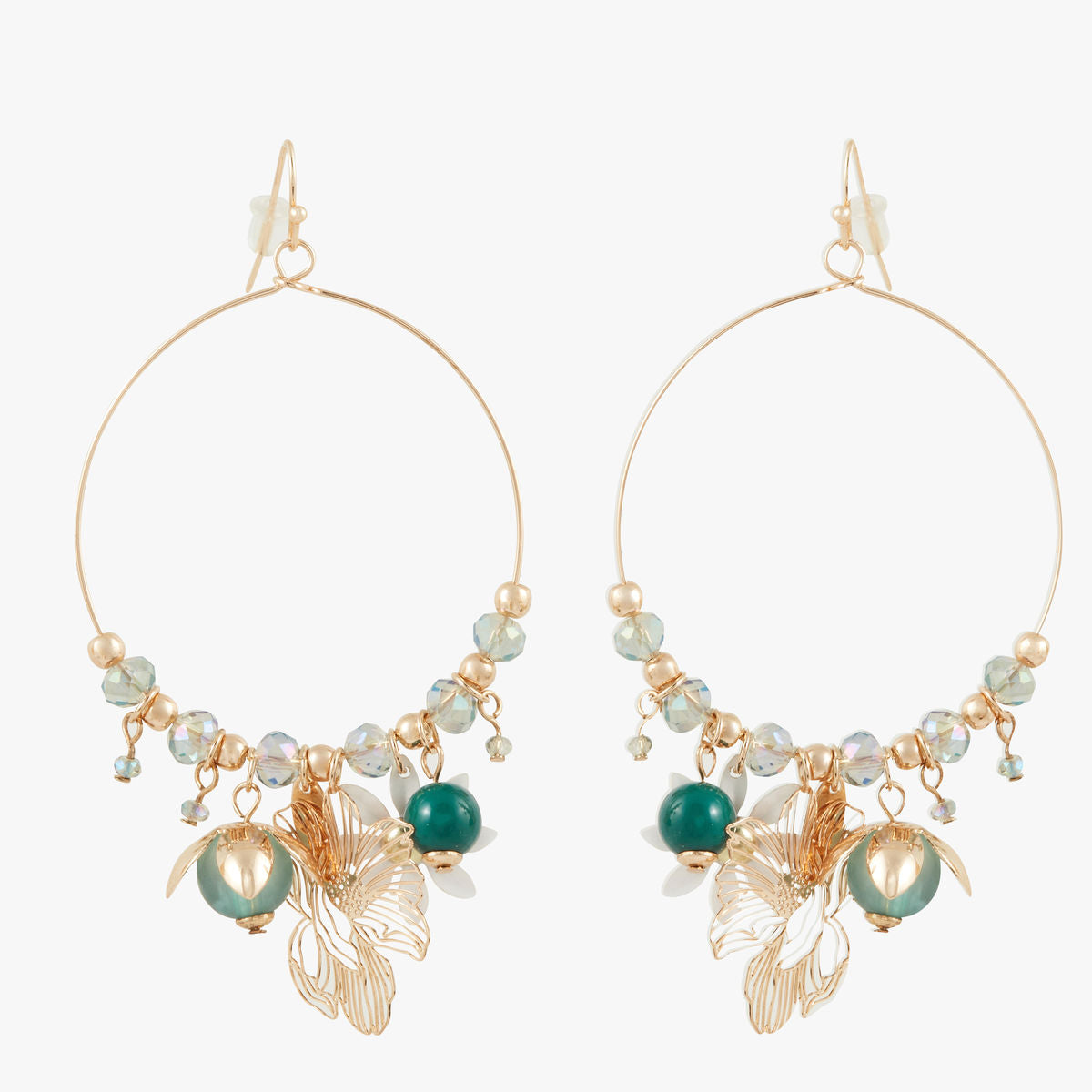 Boucle d'oreille crochet pampilles fleurs