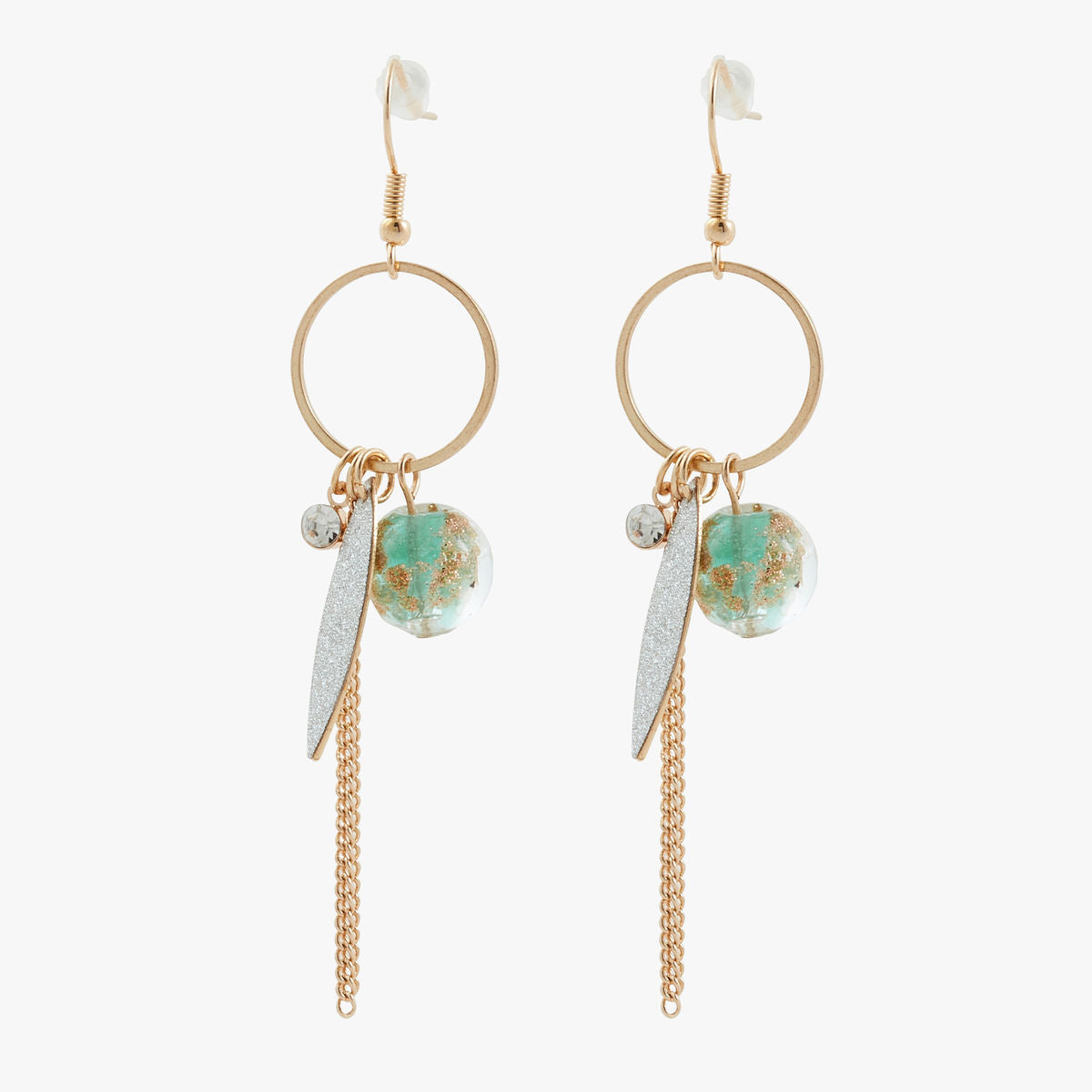 Boucle d'oreille strass et perles