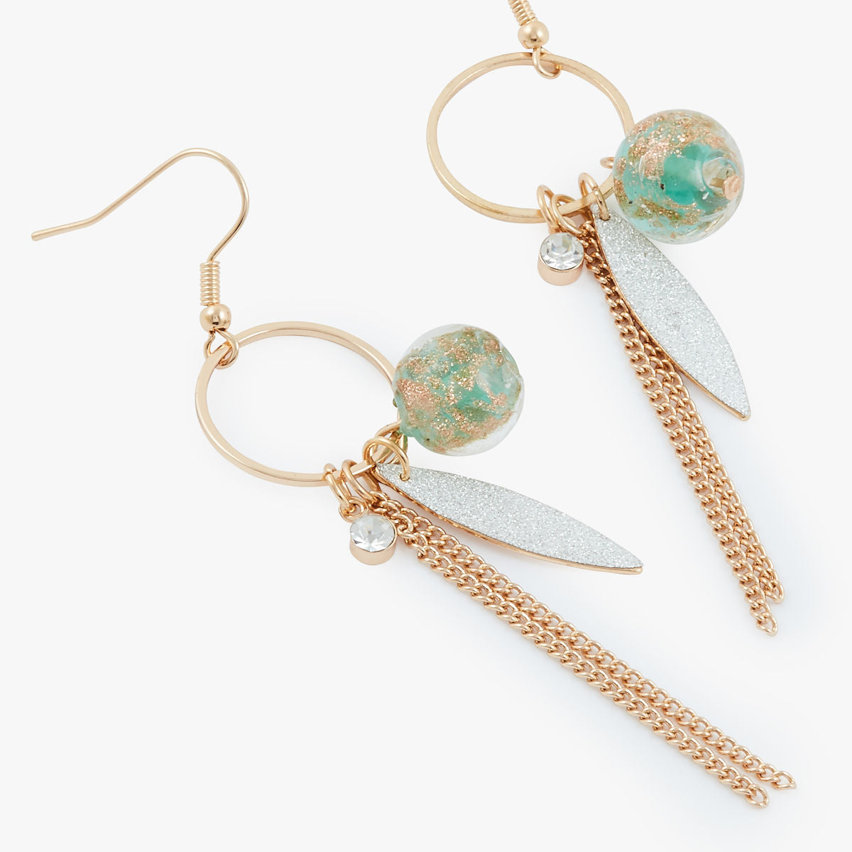 Boucle d'oreille strass et perles