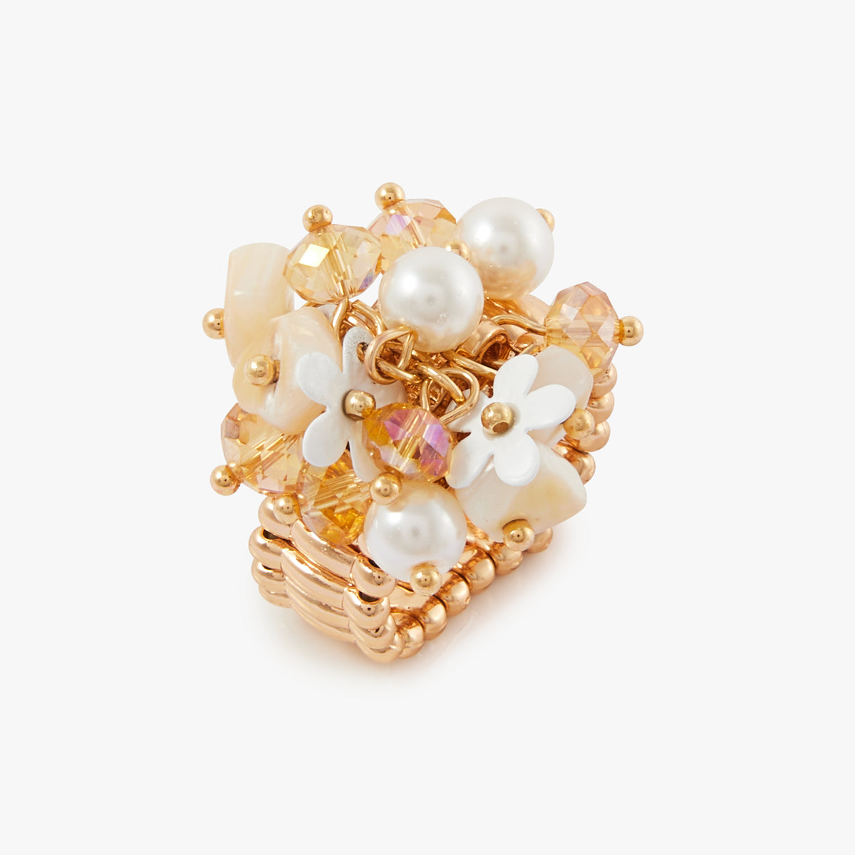 Bague pompons avec fleurs