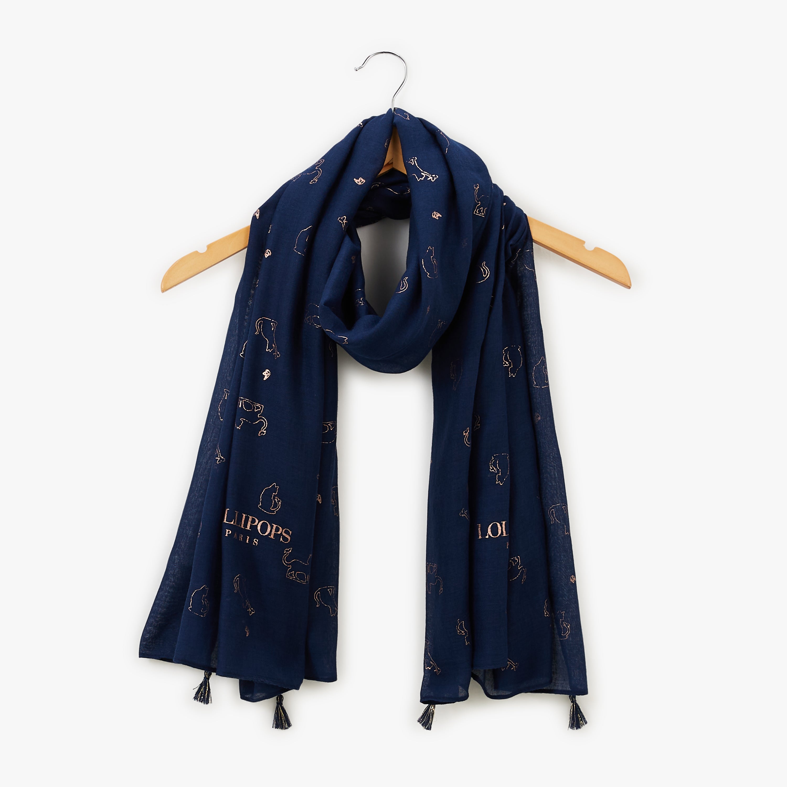 Foulard rectangulaire bleu Nogna