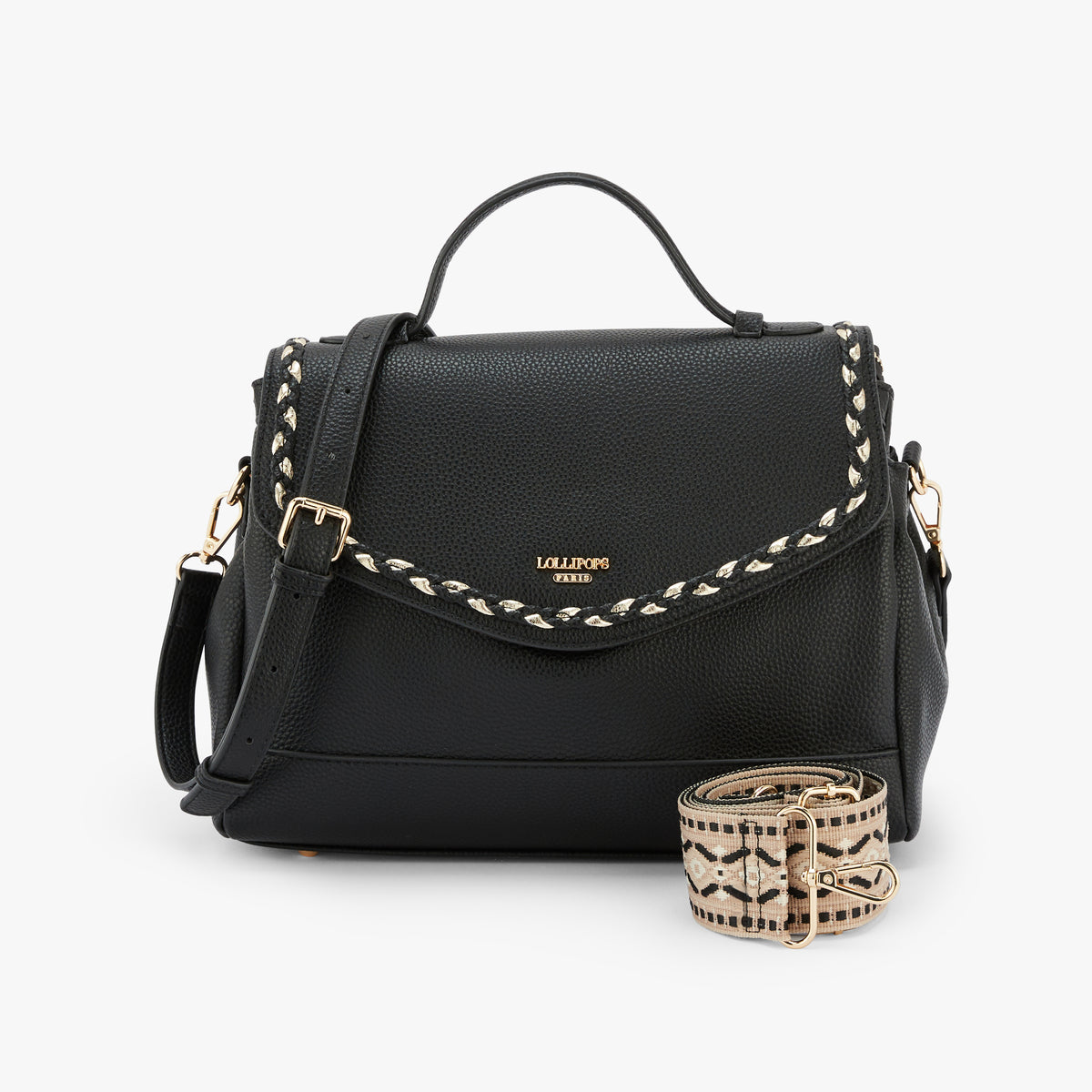 Grand sac porté épaule noir Olley