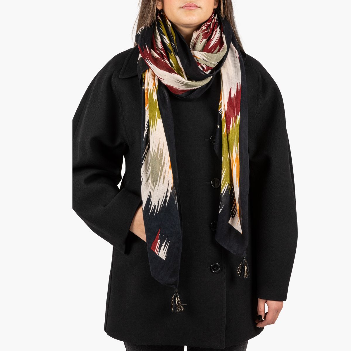 Foulard rectangulaire noir Oisly