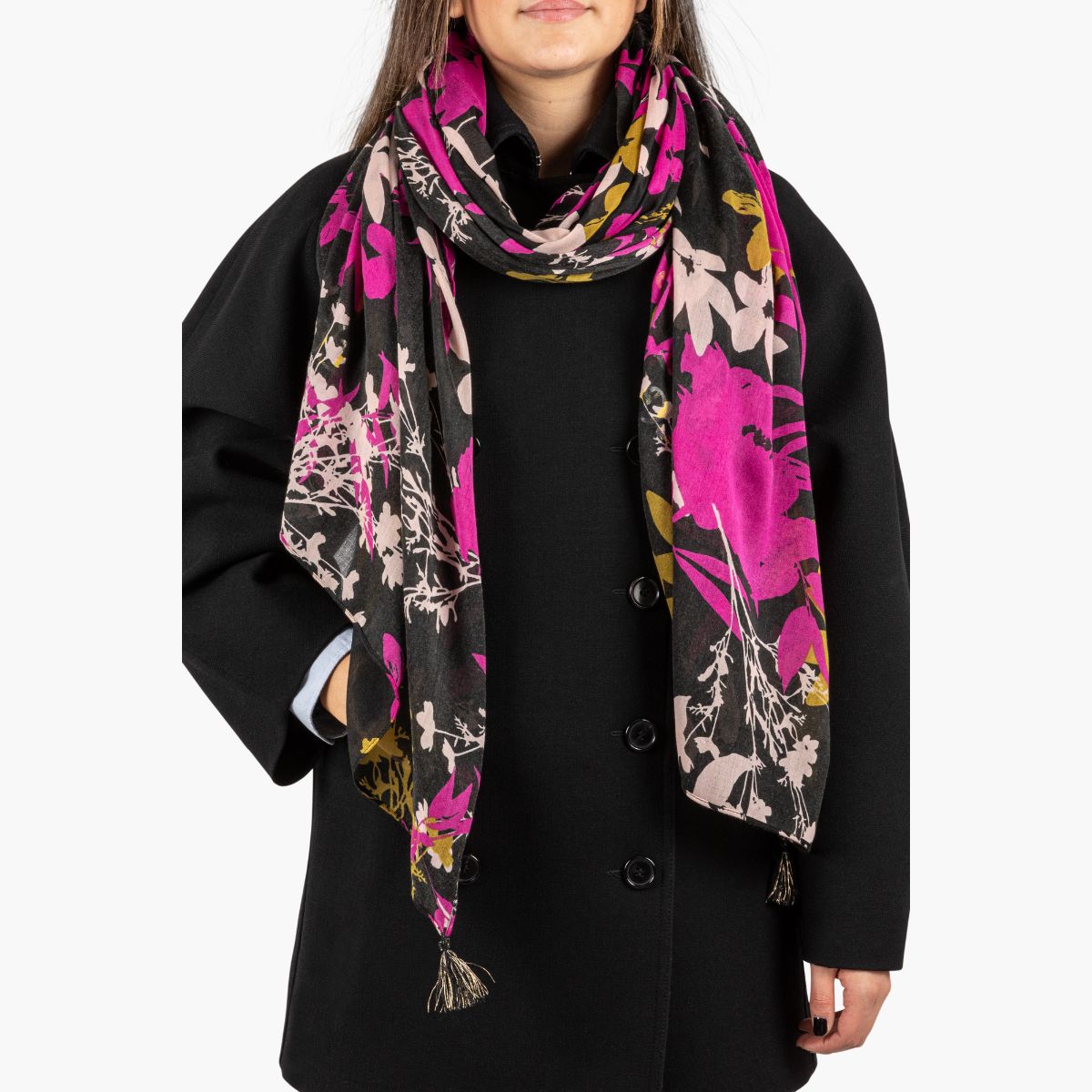 Foulard rectangulaire noir Orsonette