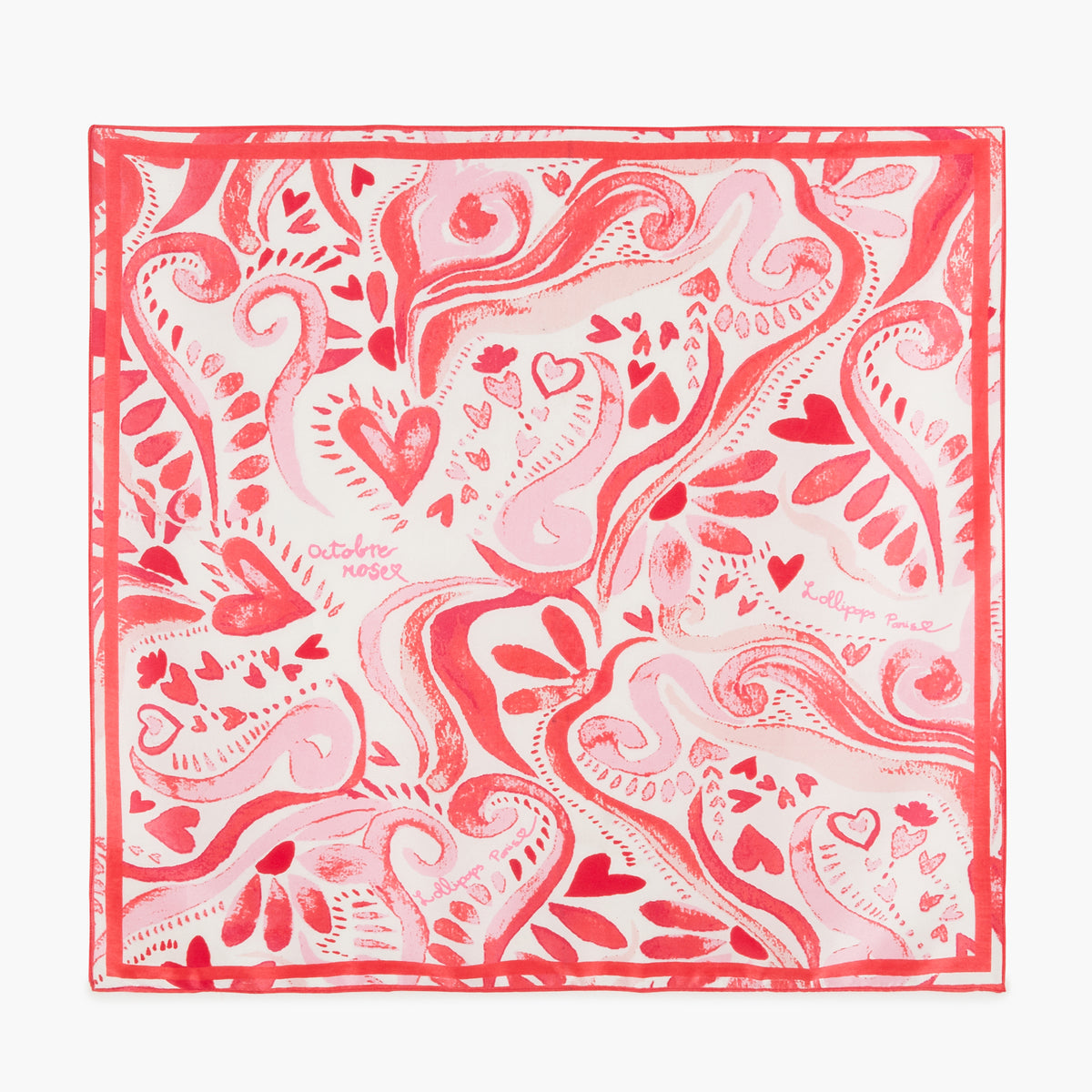Foulard carré rose Orchydee