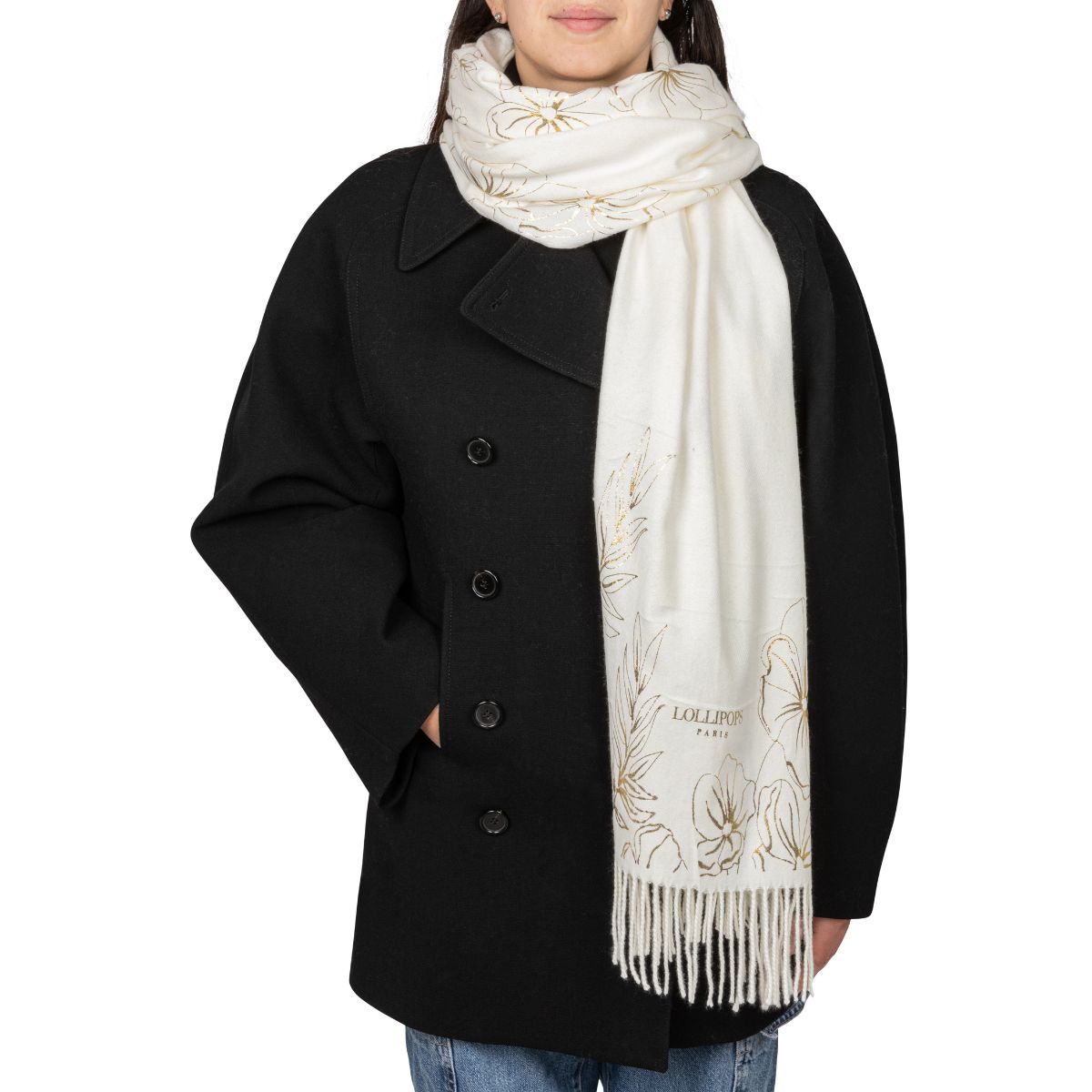 Foulard rectangulaire écru Orniac