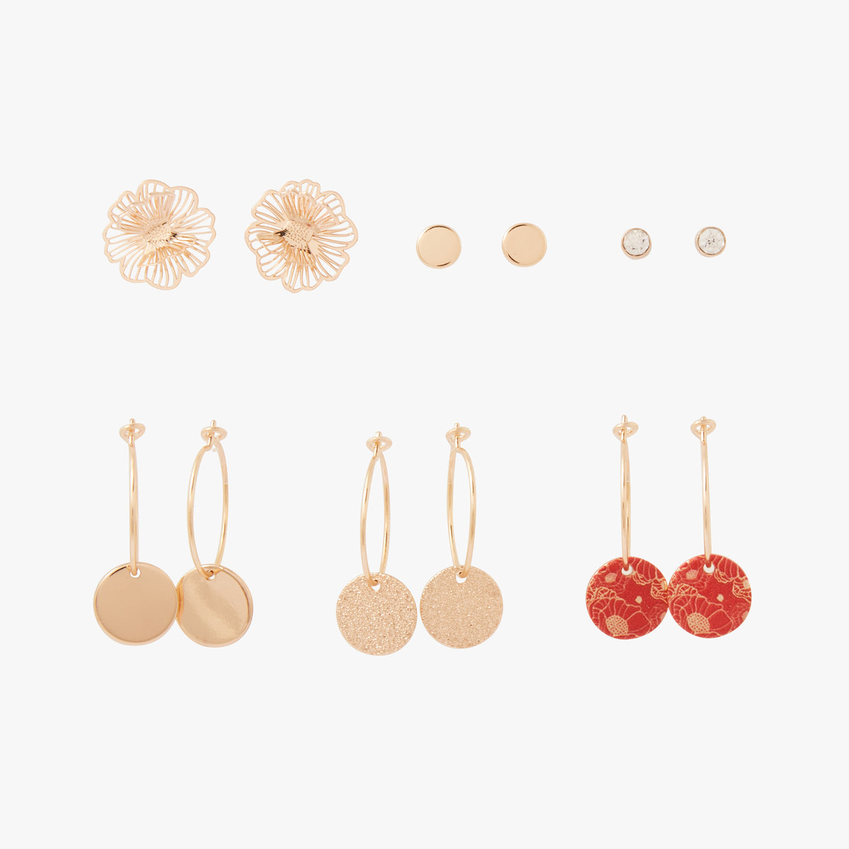 Set de 6 boucles d'oreilles  Wonderful Flowers Debut Saison