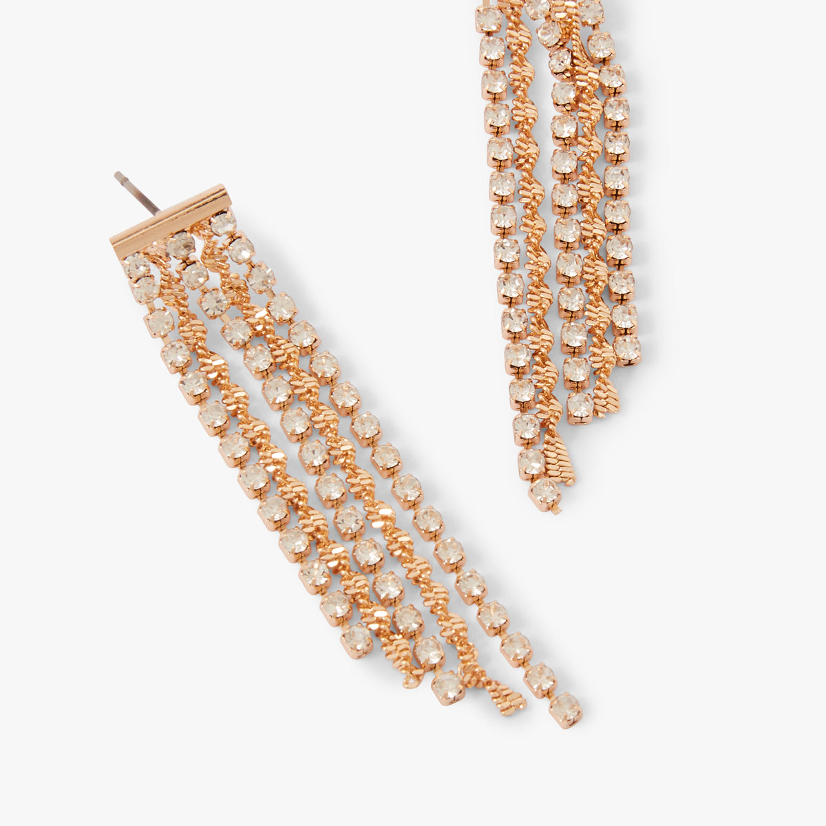 Boucles d'oreilles dorées chaînette et strass
