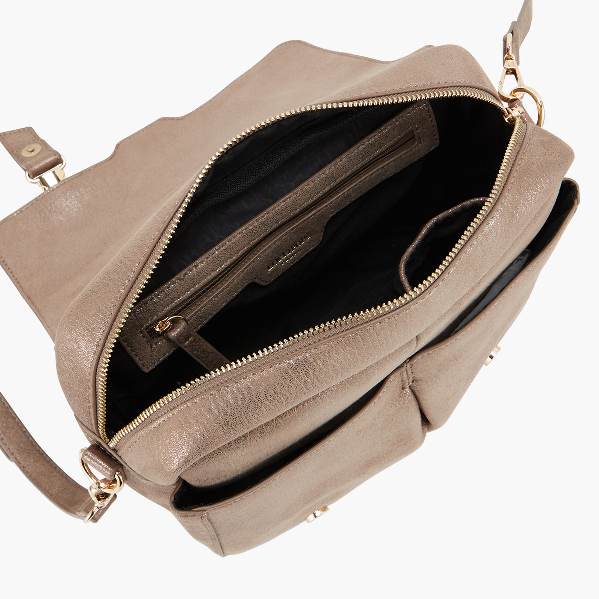 Grand sac porté épaule taupe Paz