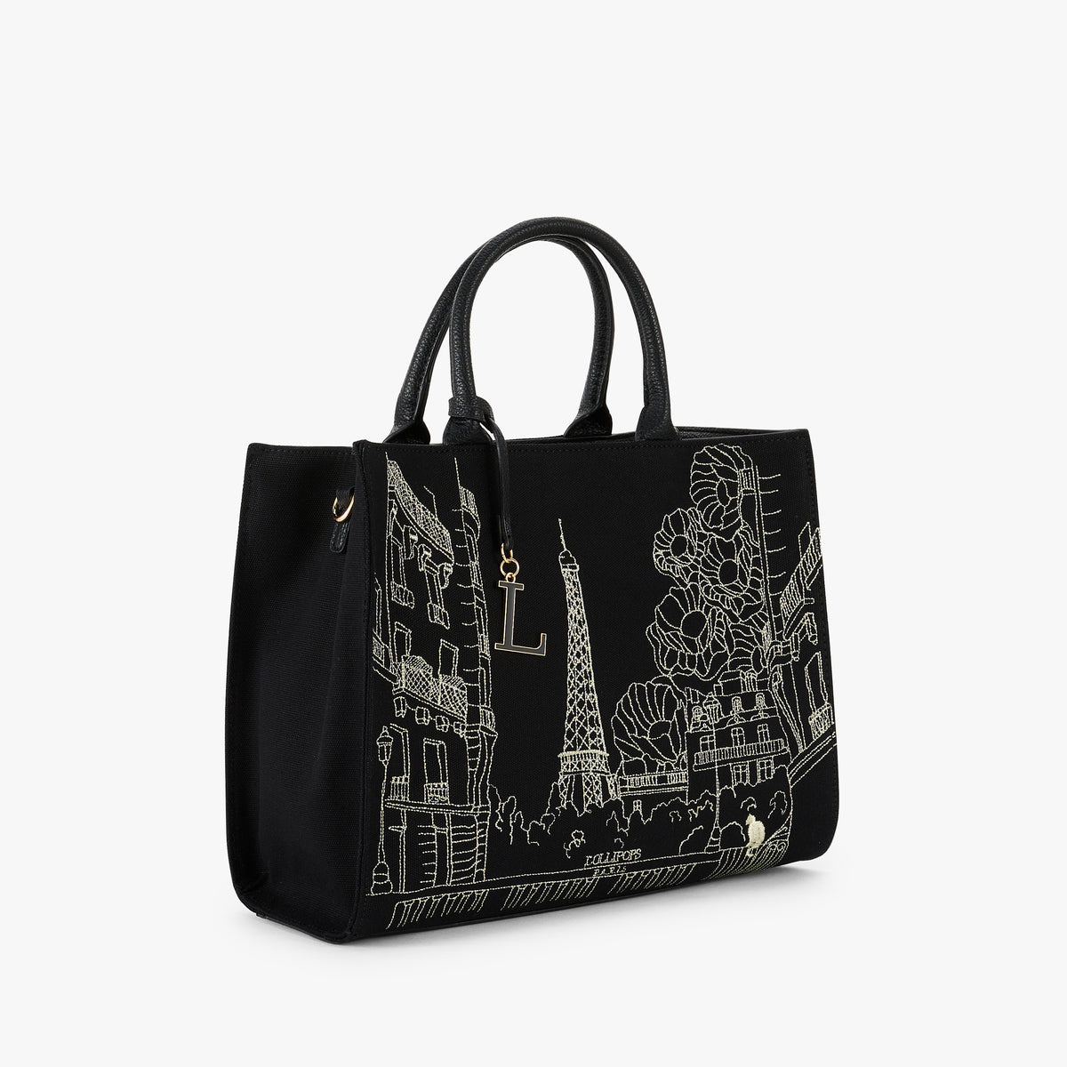 Grand sac shopper noir Pierette