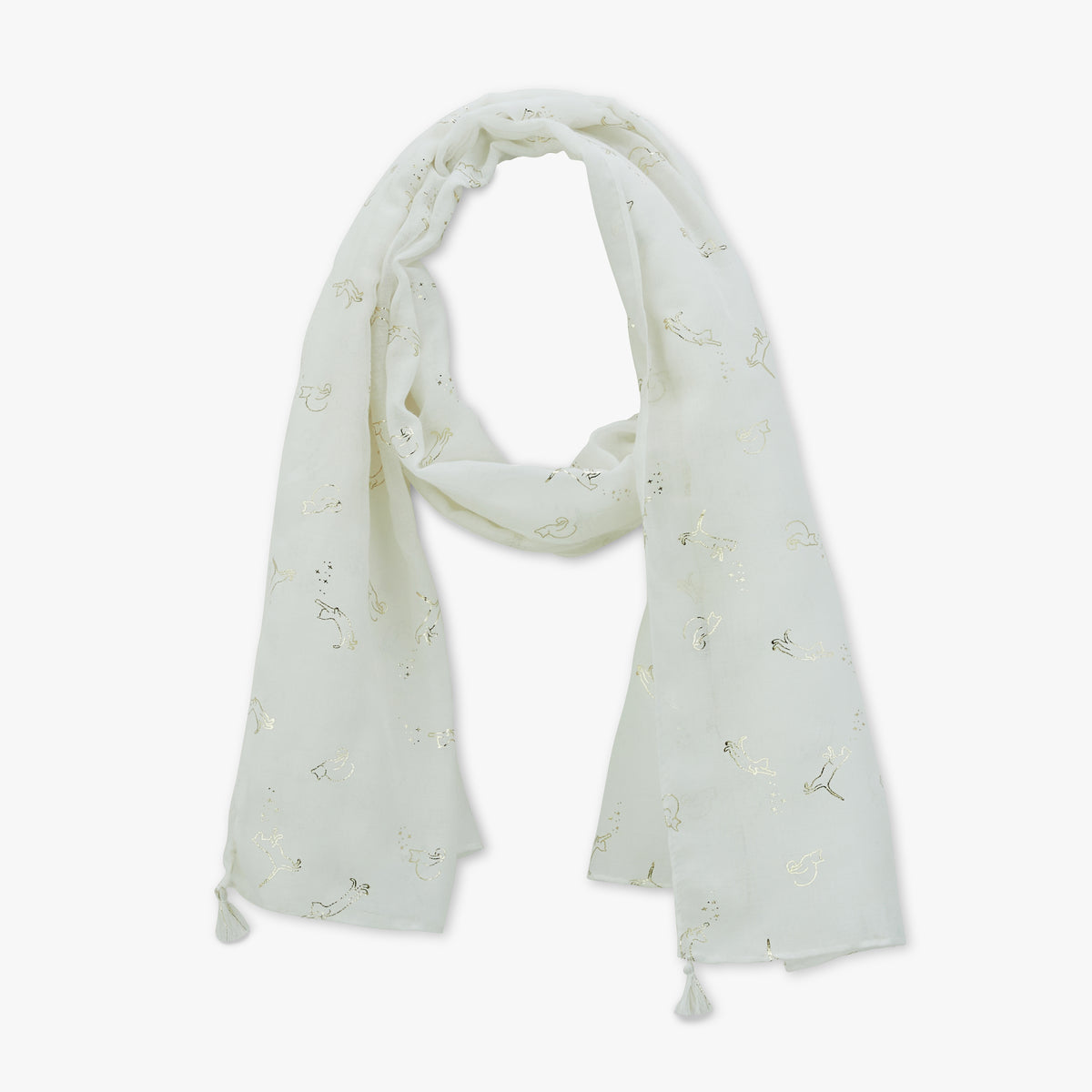 Foulard rectangulaire blanc Pria