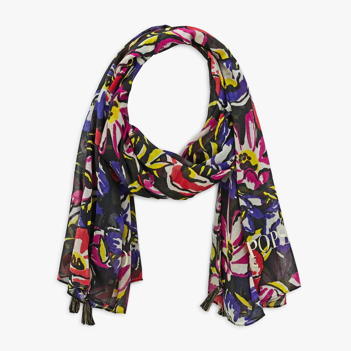 Foulard rectangulaire noir Prunelle