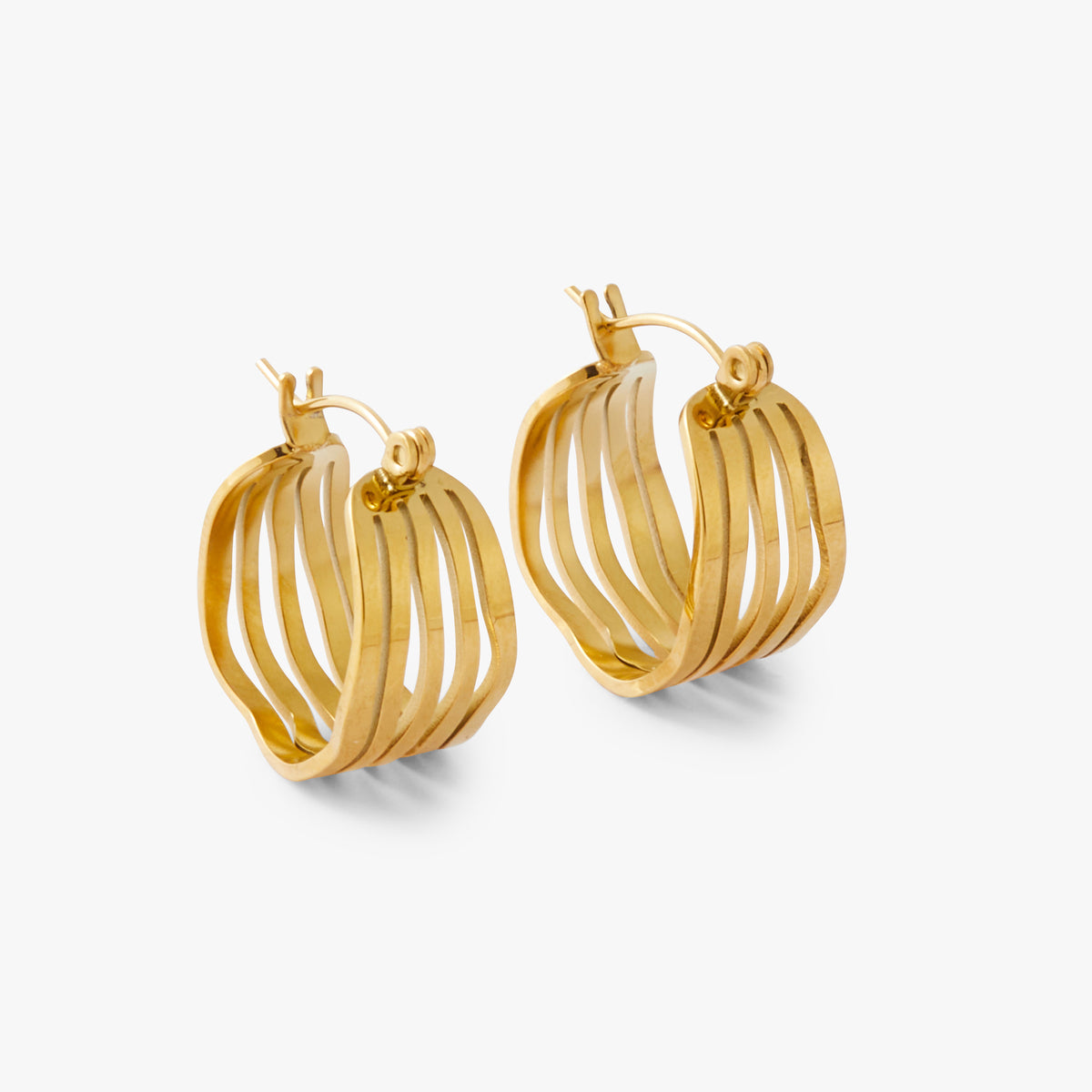 Créoles rayées Acier