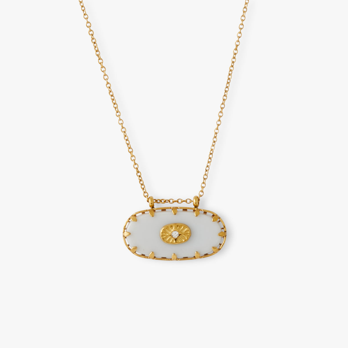 Collier pendentif pierre Acier