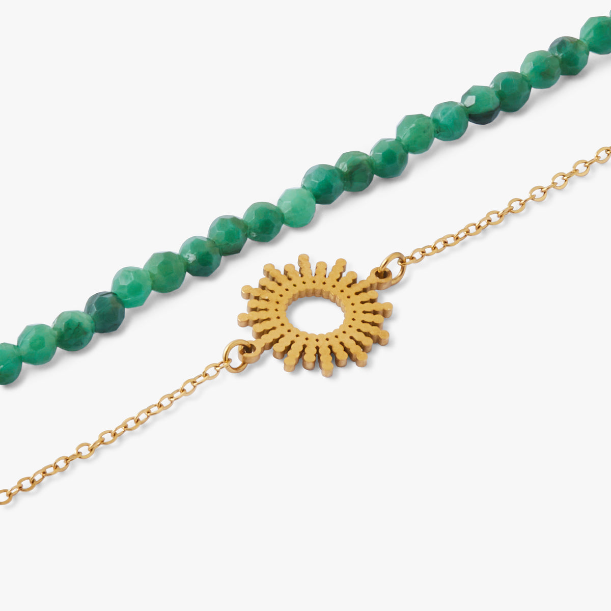 Set de 2 bracelets soleil et pierres Acier