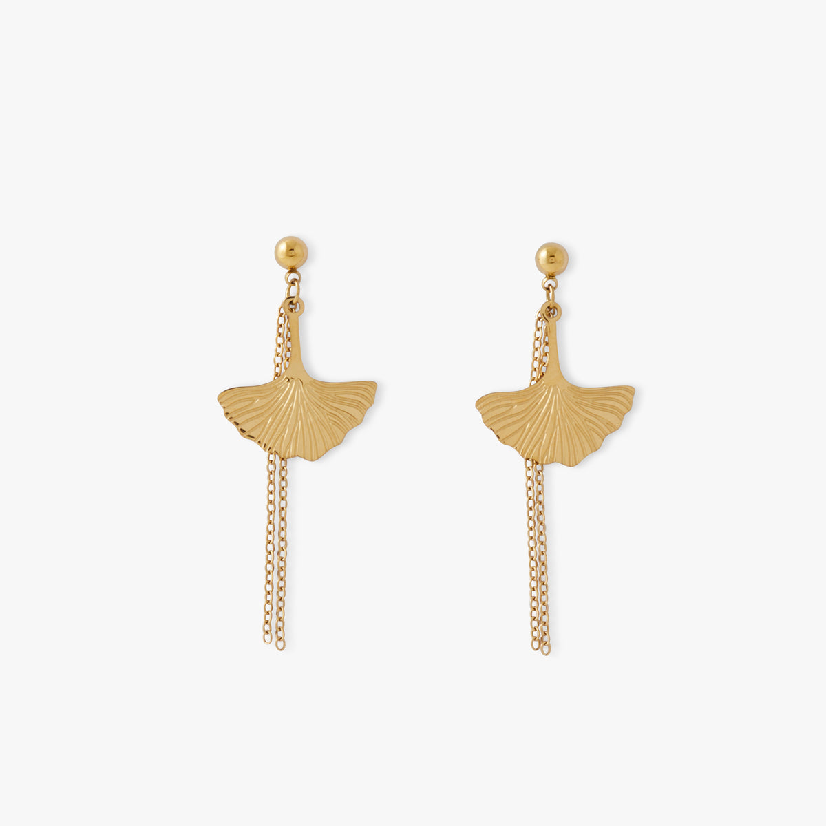Boucles d'oreilles feuilles de ginkgo Acier
