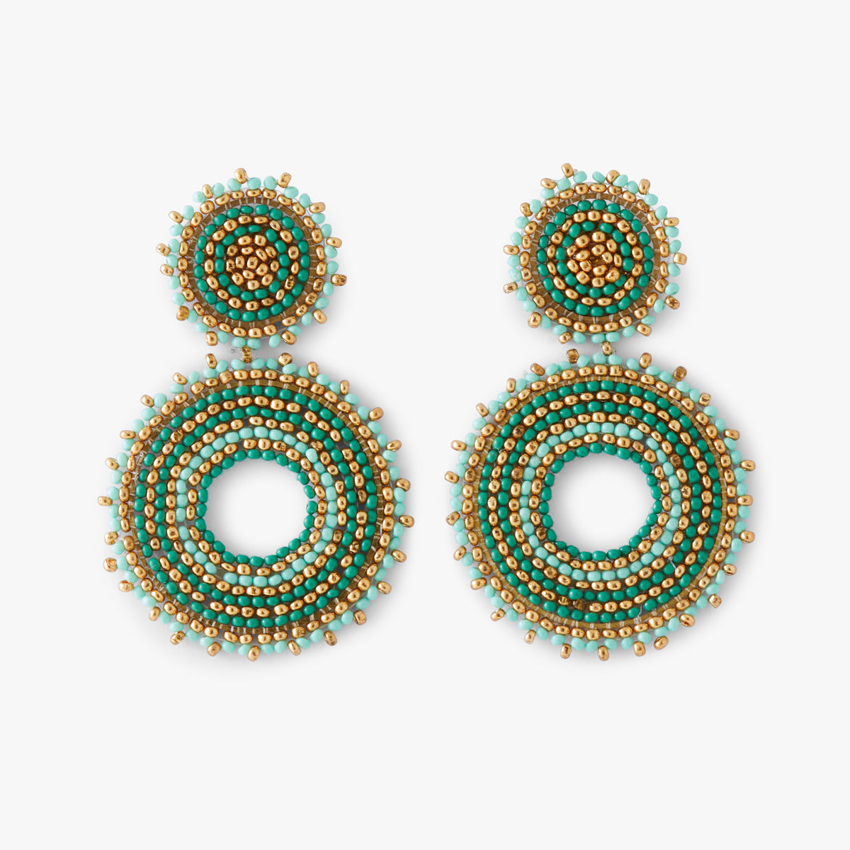 Boucles d'oreilles double disques en perles de rocailles – Tropical Feel