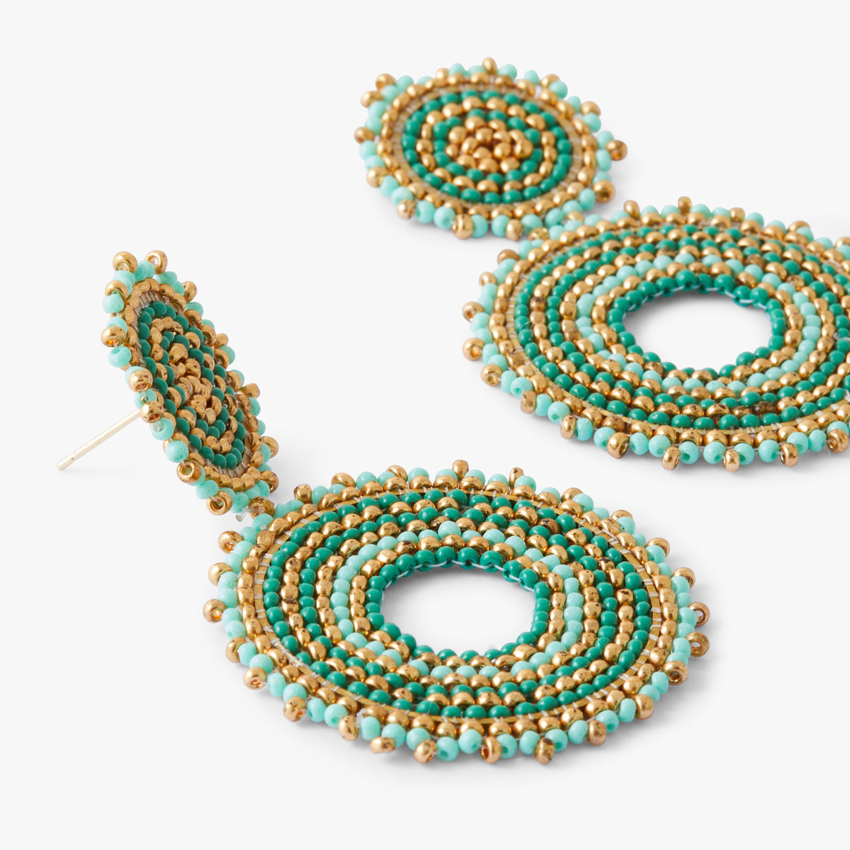 Boucles d'oreilles double disques en perles de rocailles – Tropical Feel