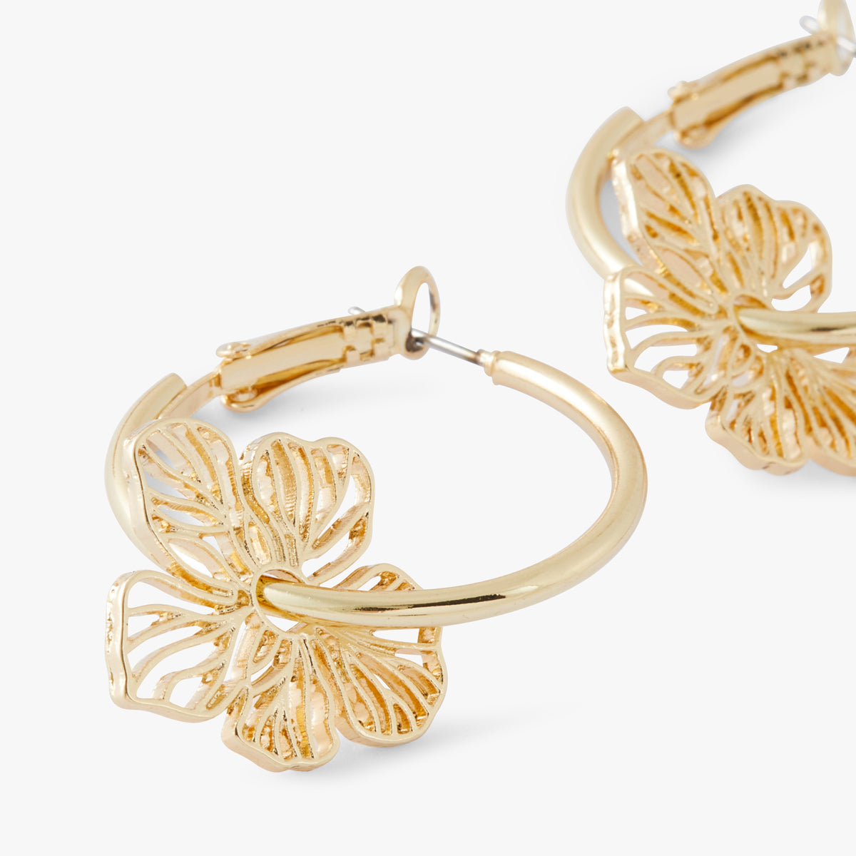 Créoles fleur en filigrane dorées - Ivory Bloom