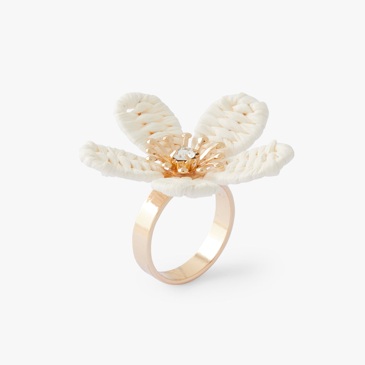 Bague fleur en raphia - Tropical Feel