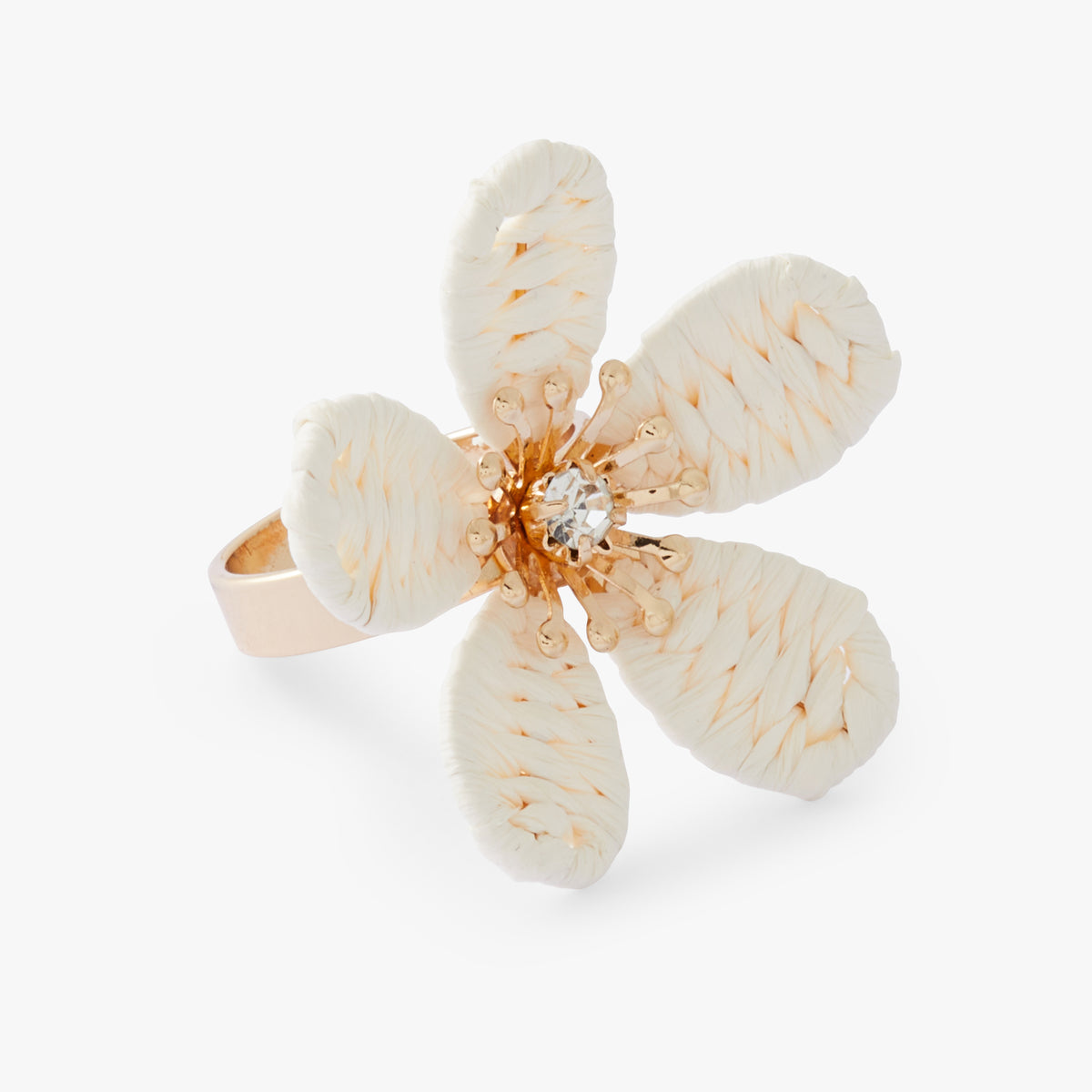 Bague fleur en raphia - Tropical Feel